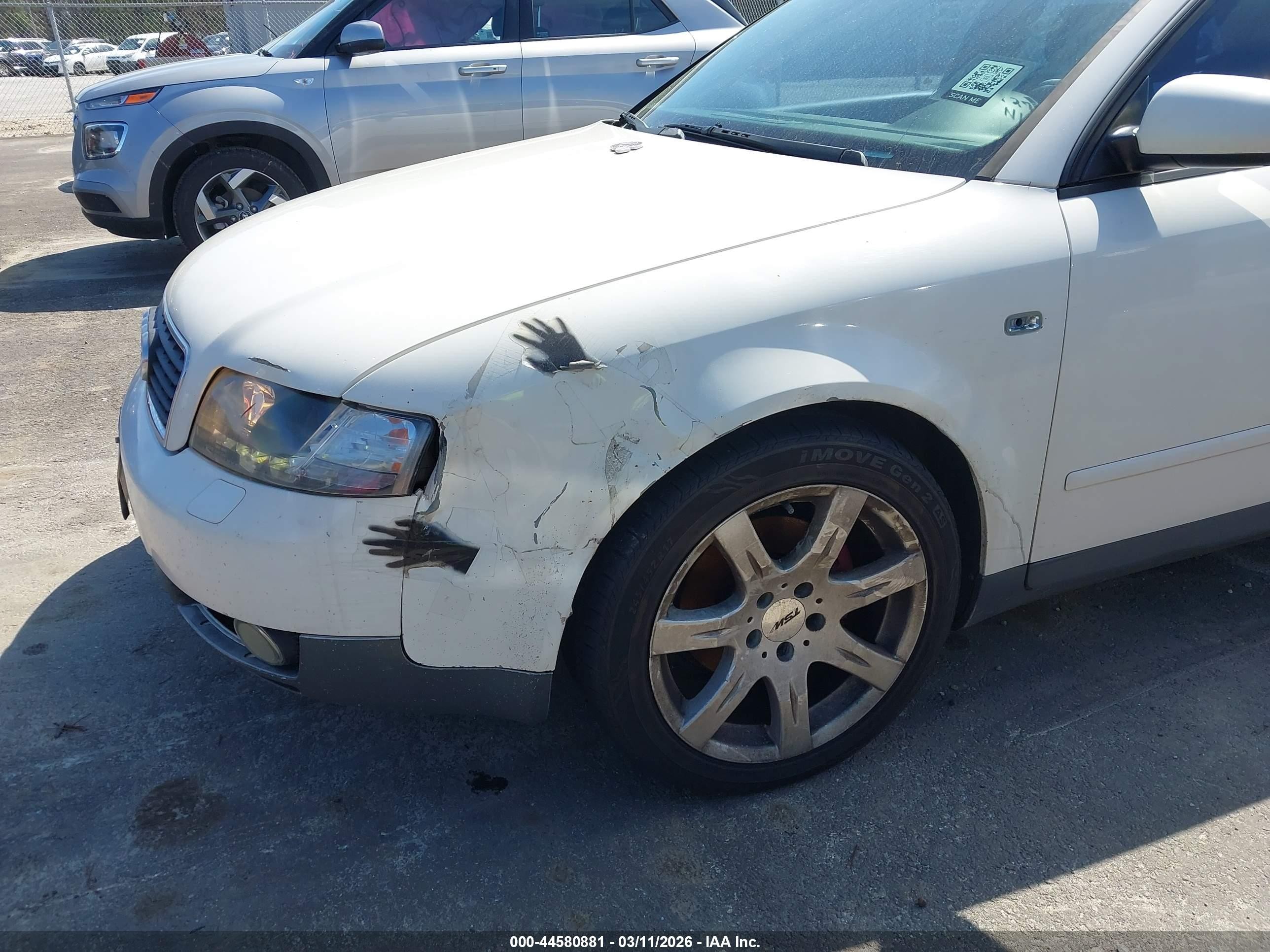 2002 Audi A4 1.8t White vin: WAULC68E82A207270