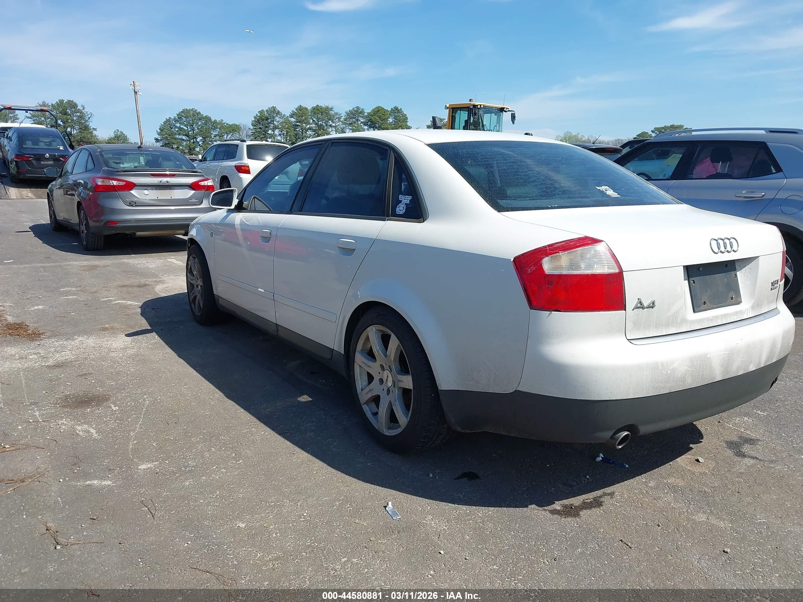 2002 Audi A4 1.8t White vin: WAULC68E82A207270