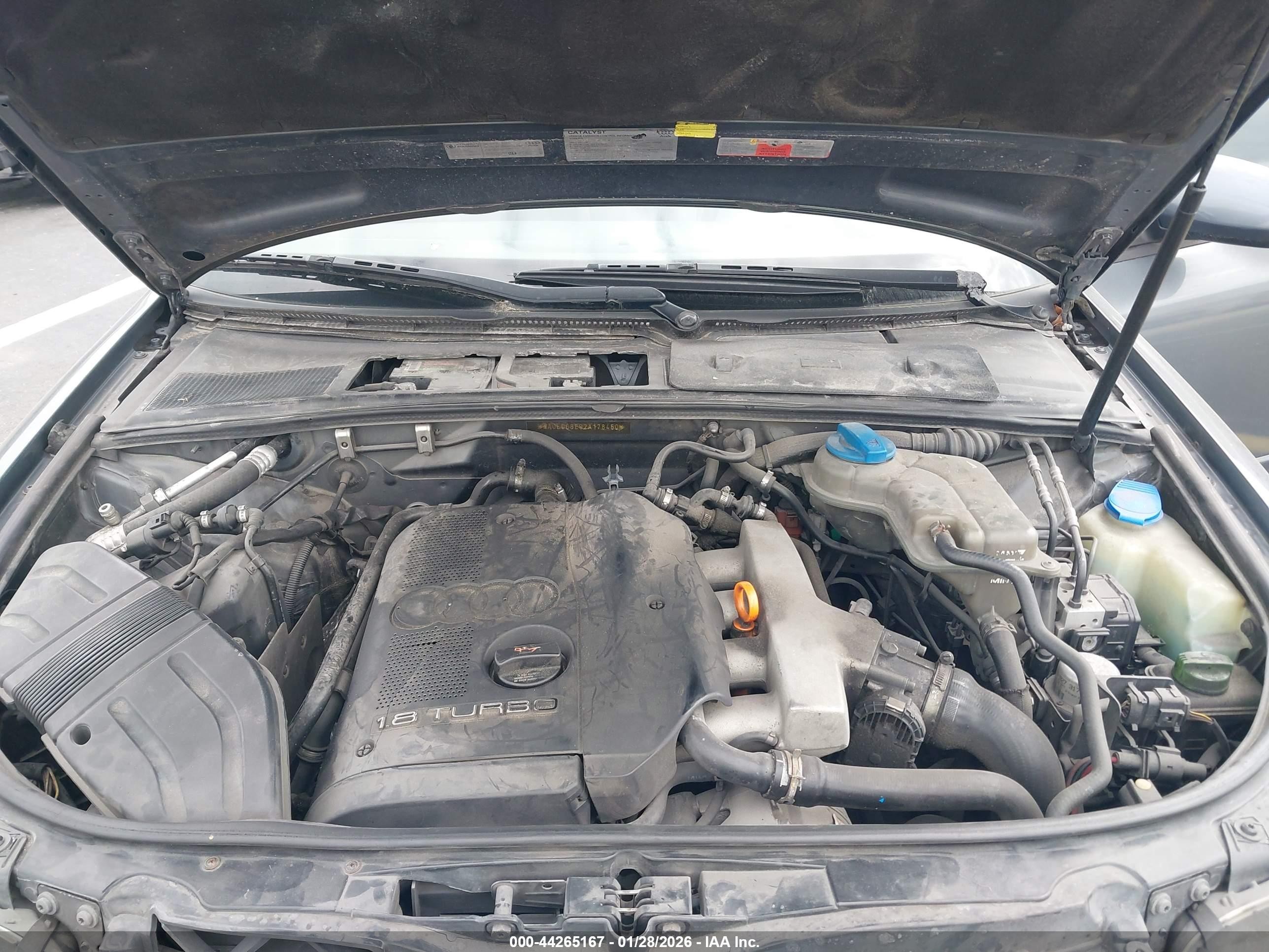 2002 Audi A4 1.8t Gray vin: WAULC68E92A178460