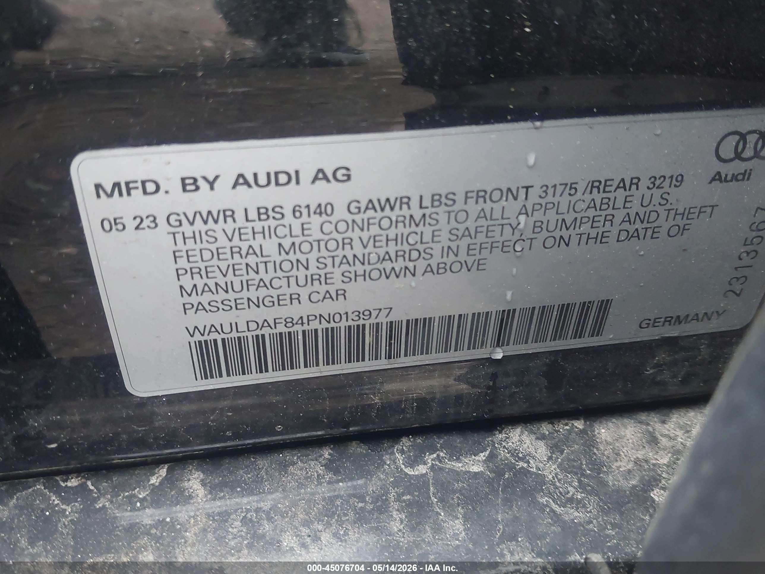 2023 Audi A8 L 55 Tfsi Quattro Tiptronic Black vin: WAULDAF84PN013977