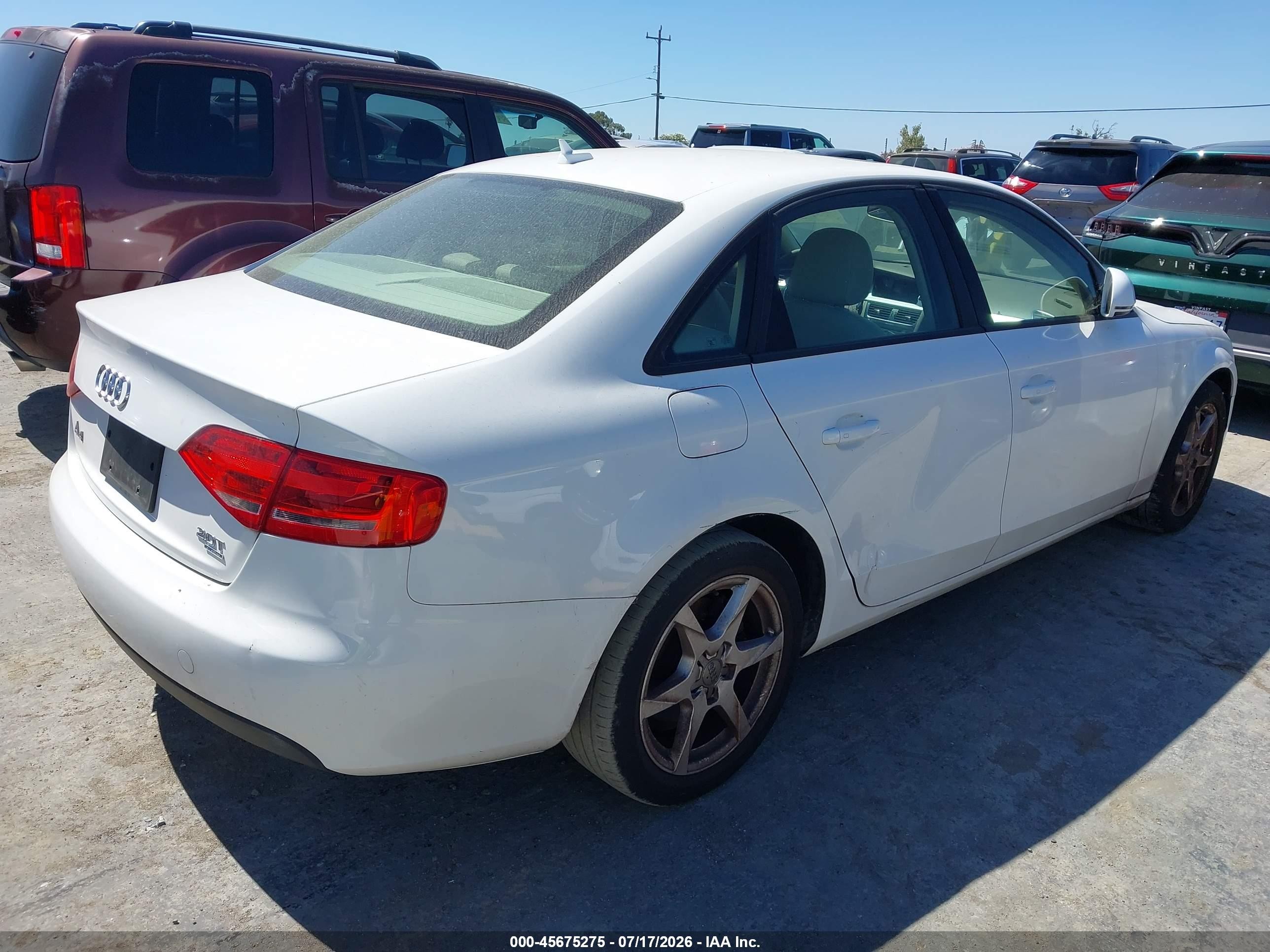 2009 Audi A4 2.0t Premium White vin: WAULF78K09N034446