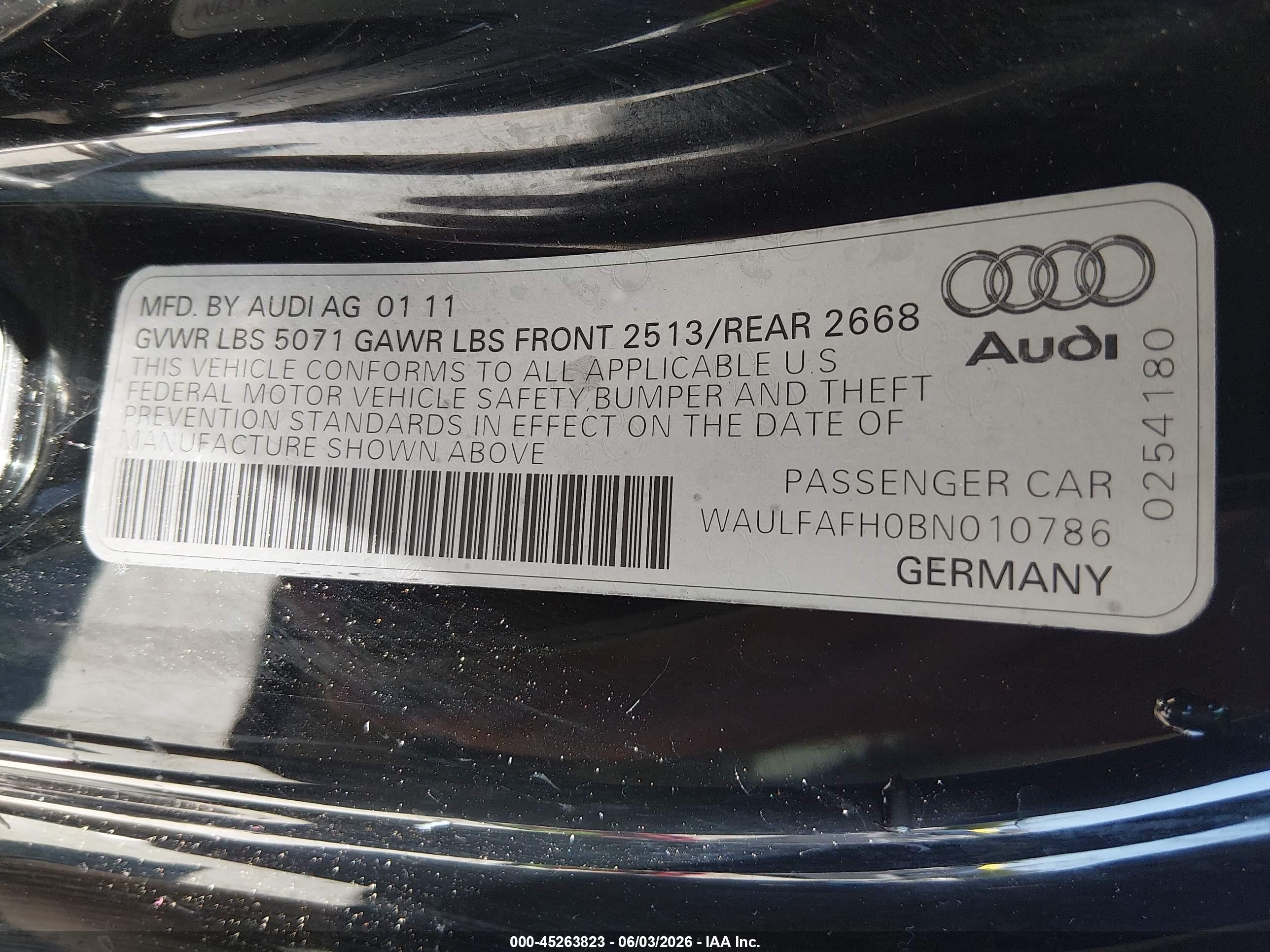 2011 Audi A5 2.0t Premium Black vin: WAULFAFH0BN010786