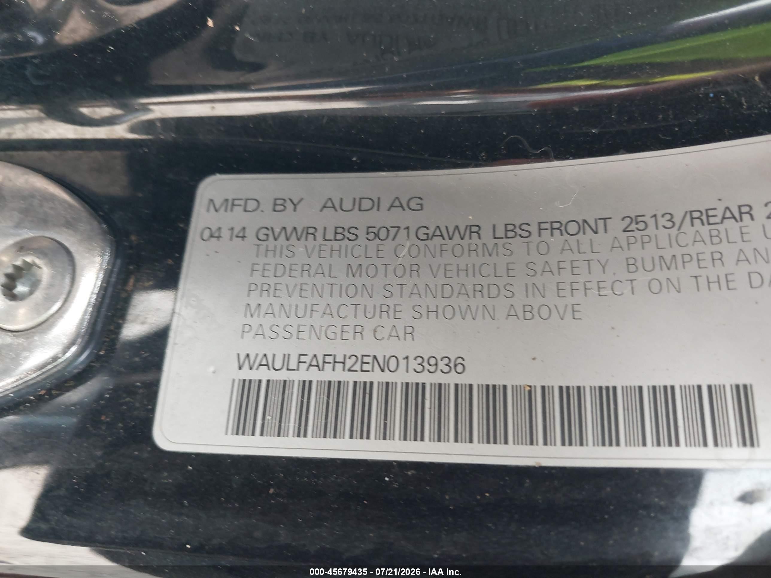2014 Audi A5 2.0t Premium Black vin: WAULFAFH2EN013936