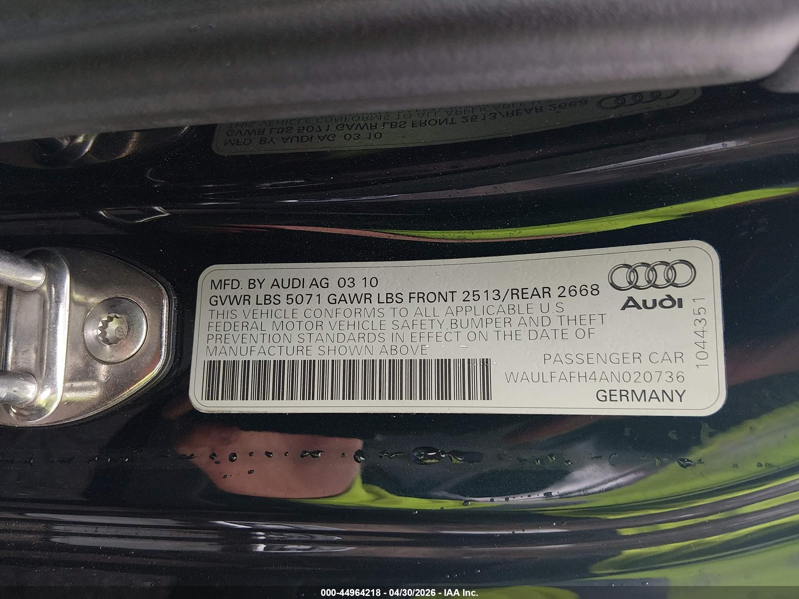 2010 Audi A5 2.0t Premium Dark Blue vin: WAULFAFH4AN020736
