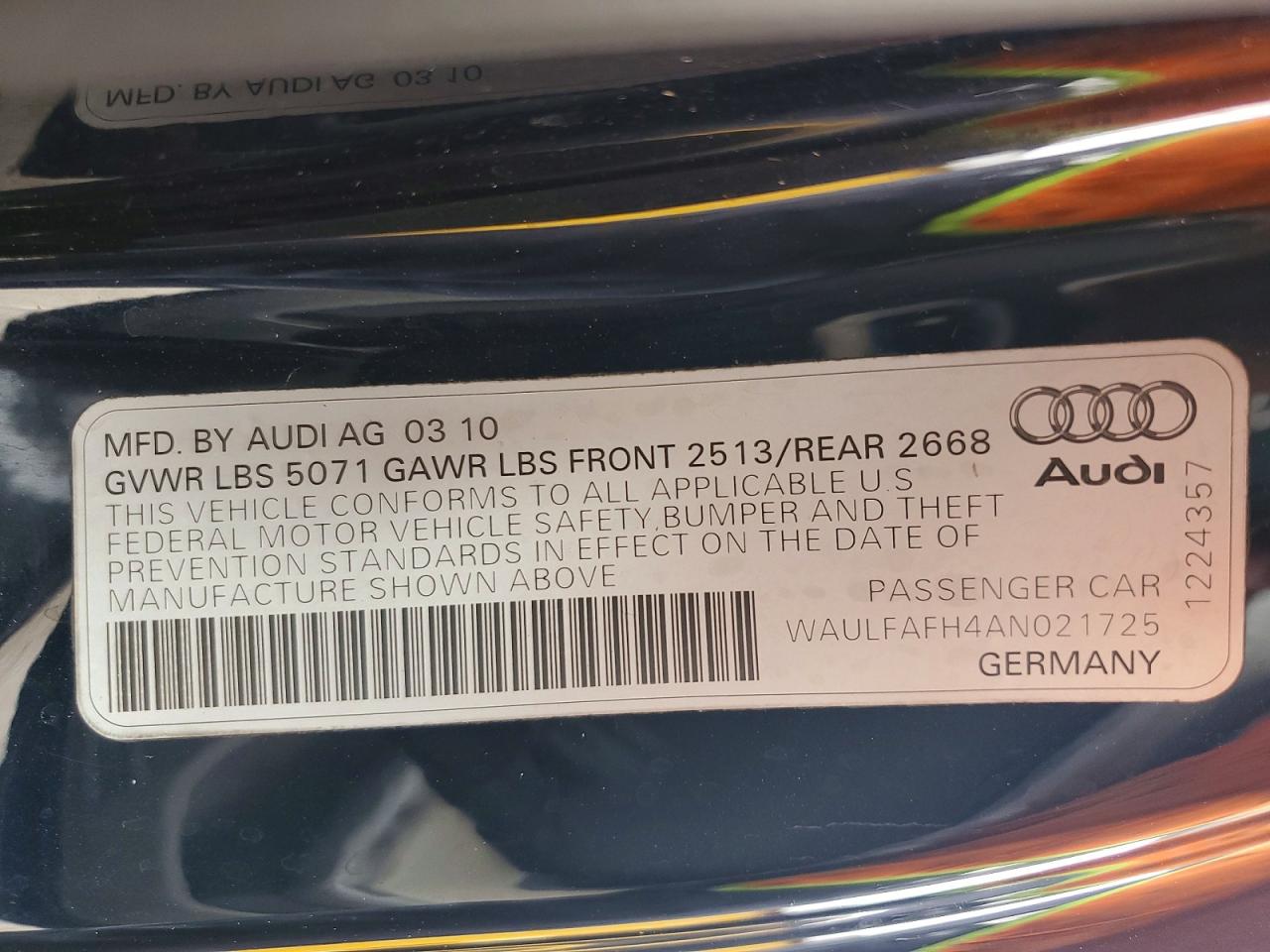 2010 Audi A5 Premium Plus Синий vin: WAULFAFH4AN021725