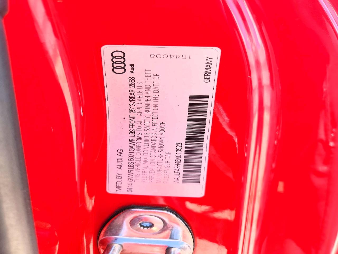 2014 Audi A5 Premium Plus Red vin: WAULFAFH4EN013923