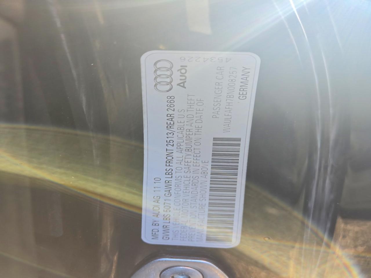 2011 Audi A5 Premium Plus Black vin: WAULFAFH7BN008257