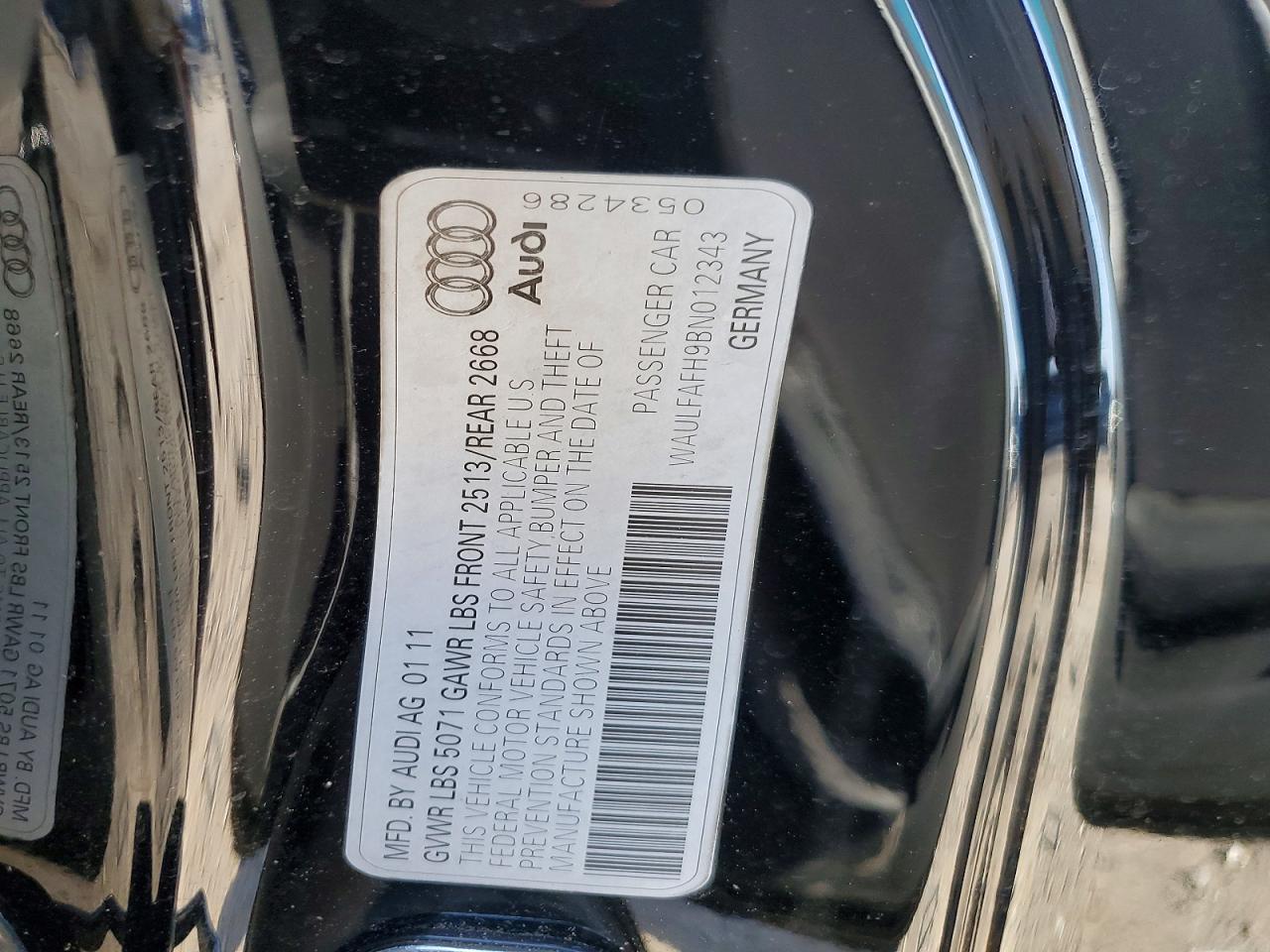 2011 Audi A5 Premium Plus Black vin: WAULFAFH9BN012343