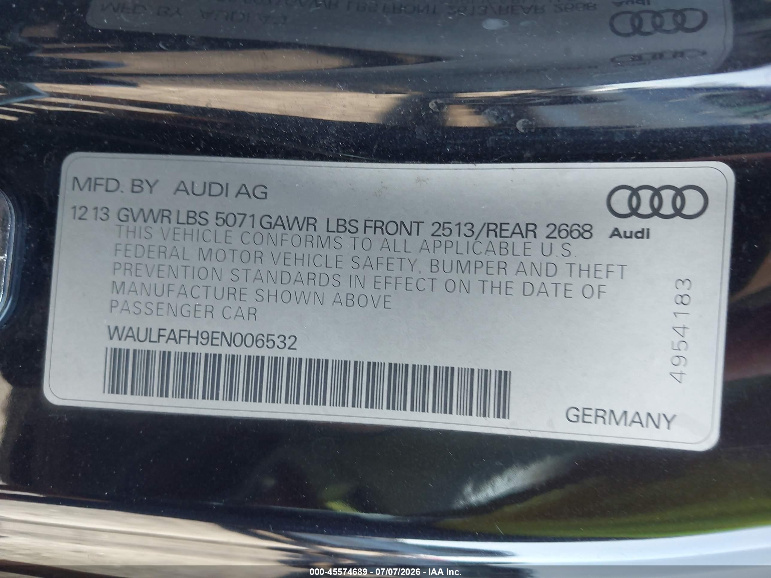 2014 Audi A5 2.0t Premium Black vin: WAULFAFH9EN006532