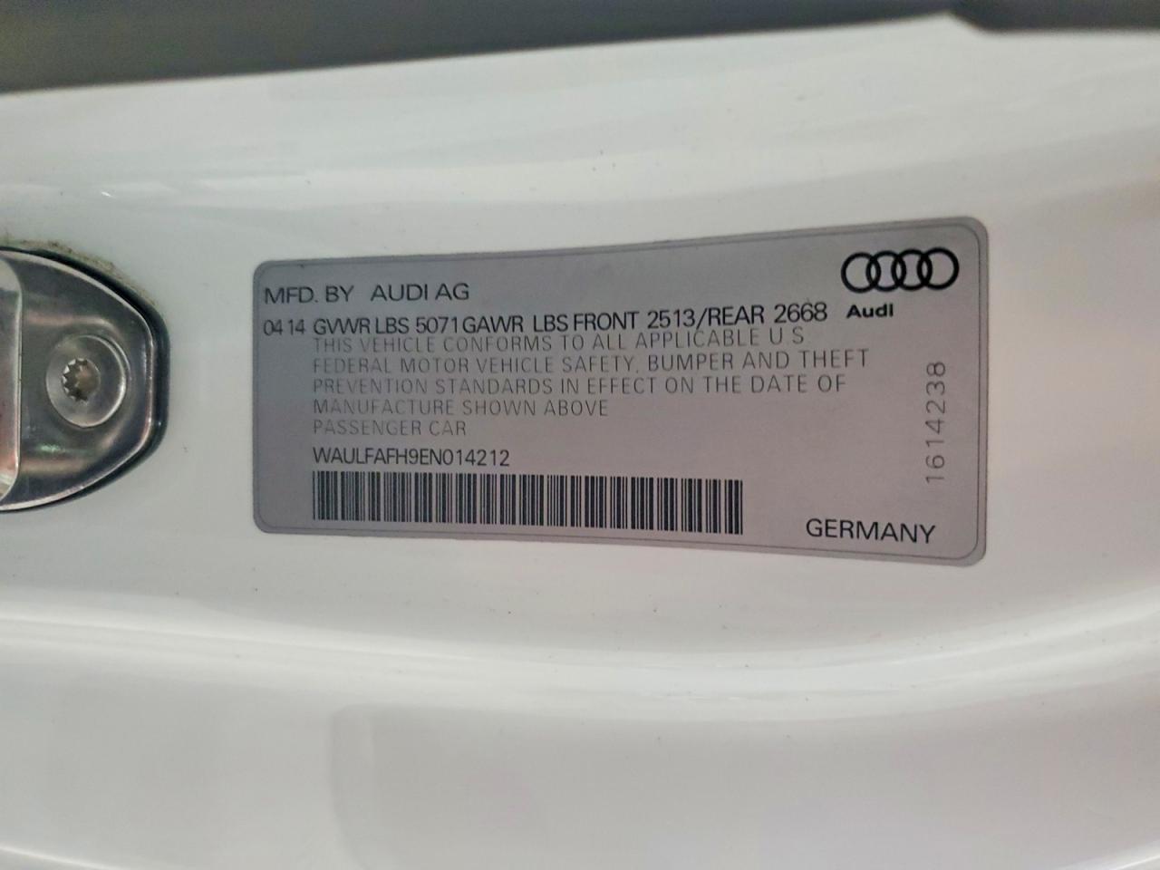 2014 Audi A5 Premium Plus White vin: WAULFAFH9EN014212