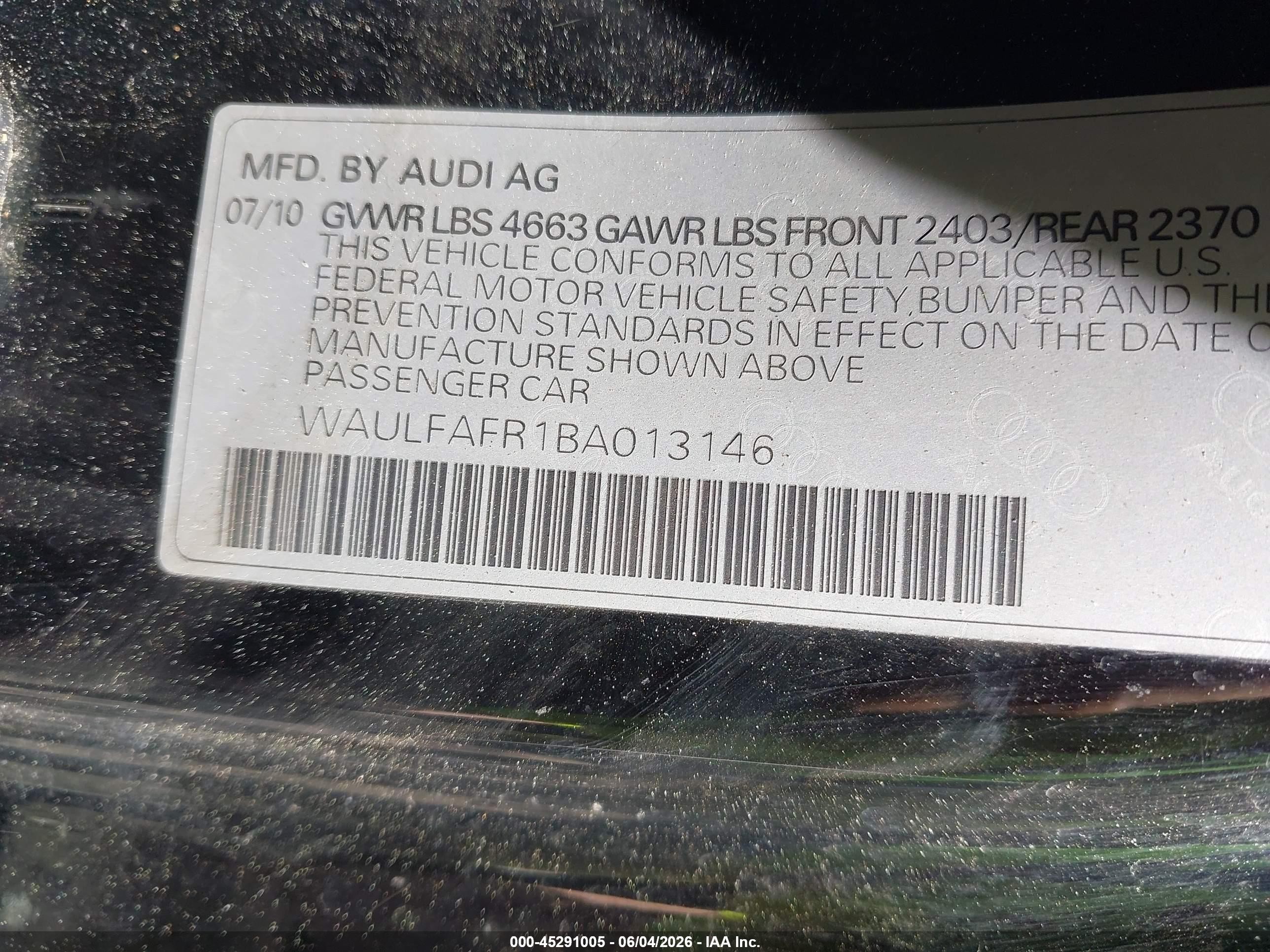 2011 Audi A5 2.0t Premium Black vin: WAULFAFR1BA013146