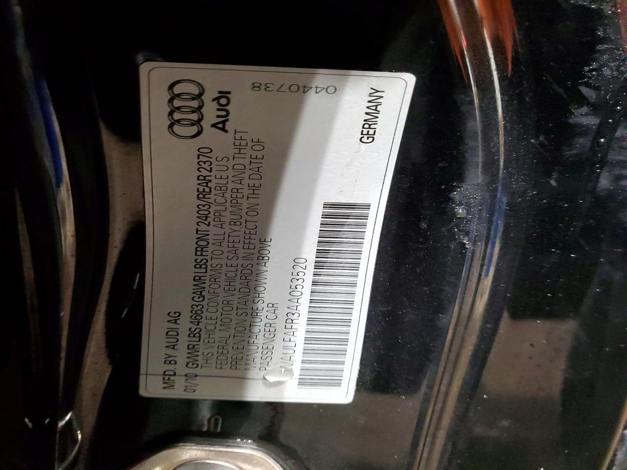 2010 Audi A5 Premium Plus Black vin: WAULFAFR3AA053520
