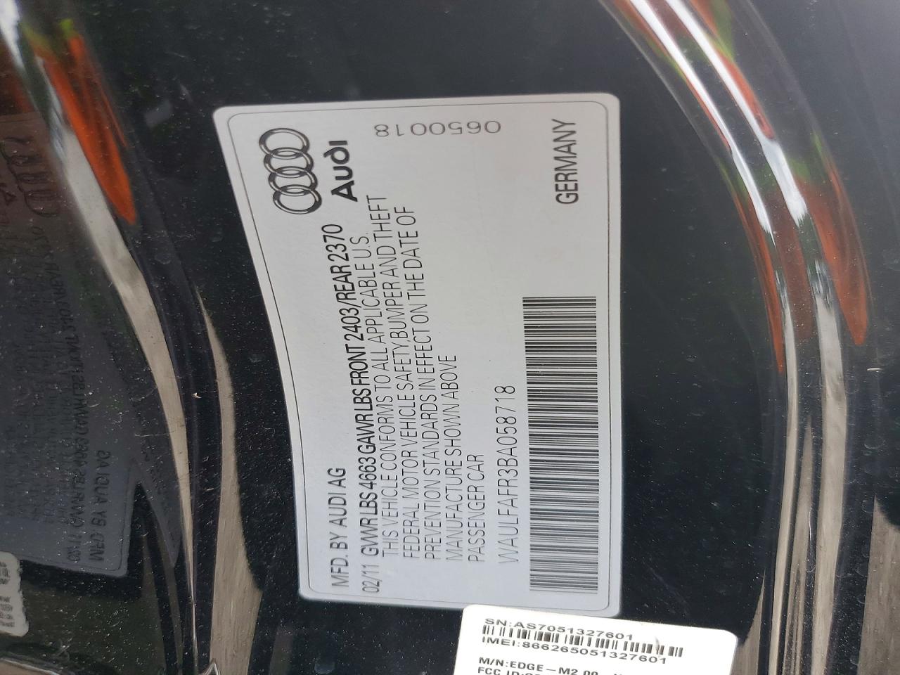 2011 Audi A5 Premium Plus Black vin: WAULFAFR3BA058718