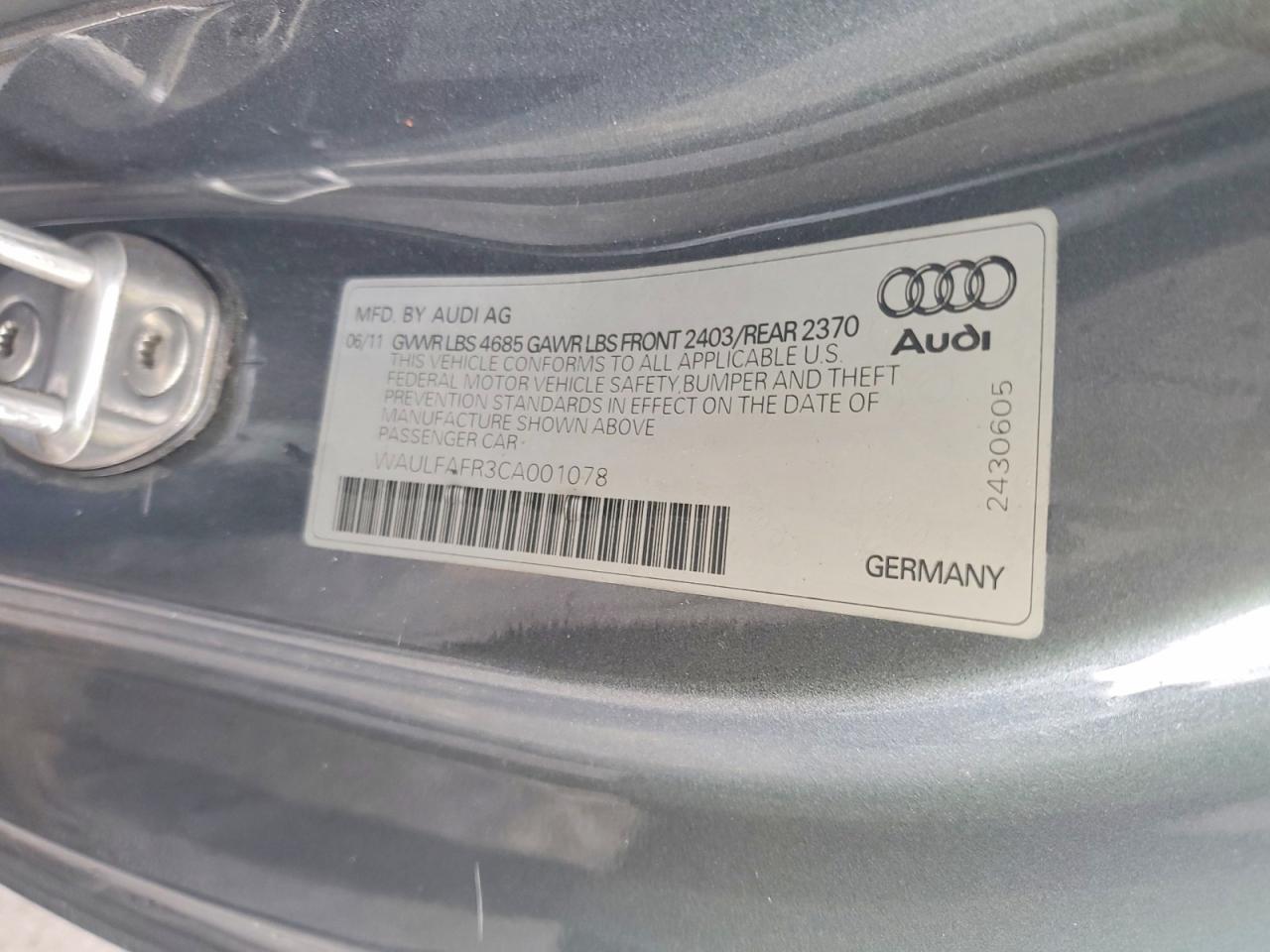 2012 Audi A5 Premium Plus Gray vin: WAULFAFR3CA001078