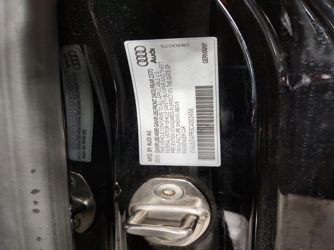 2012 Audi A5 Premium Plus Черный vin: WAULFAFR3CA002456