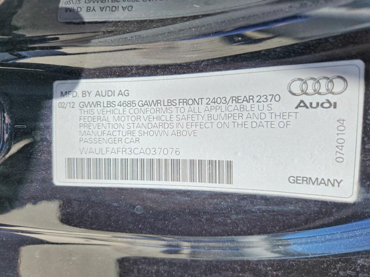 2012 Audi A5 Premium Plus Black vin: WAULFAFR3CA037076