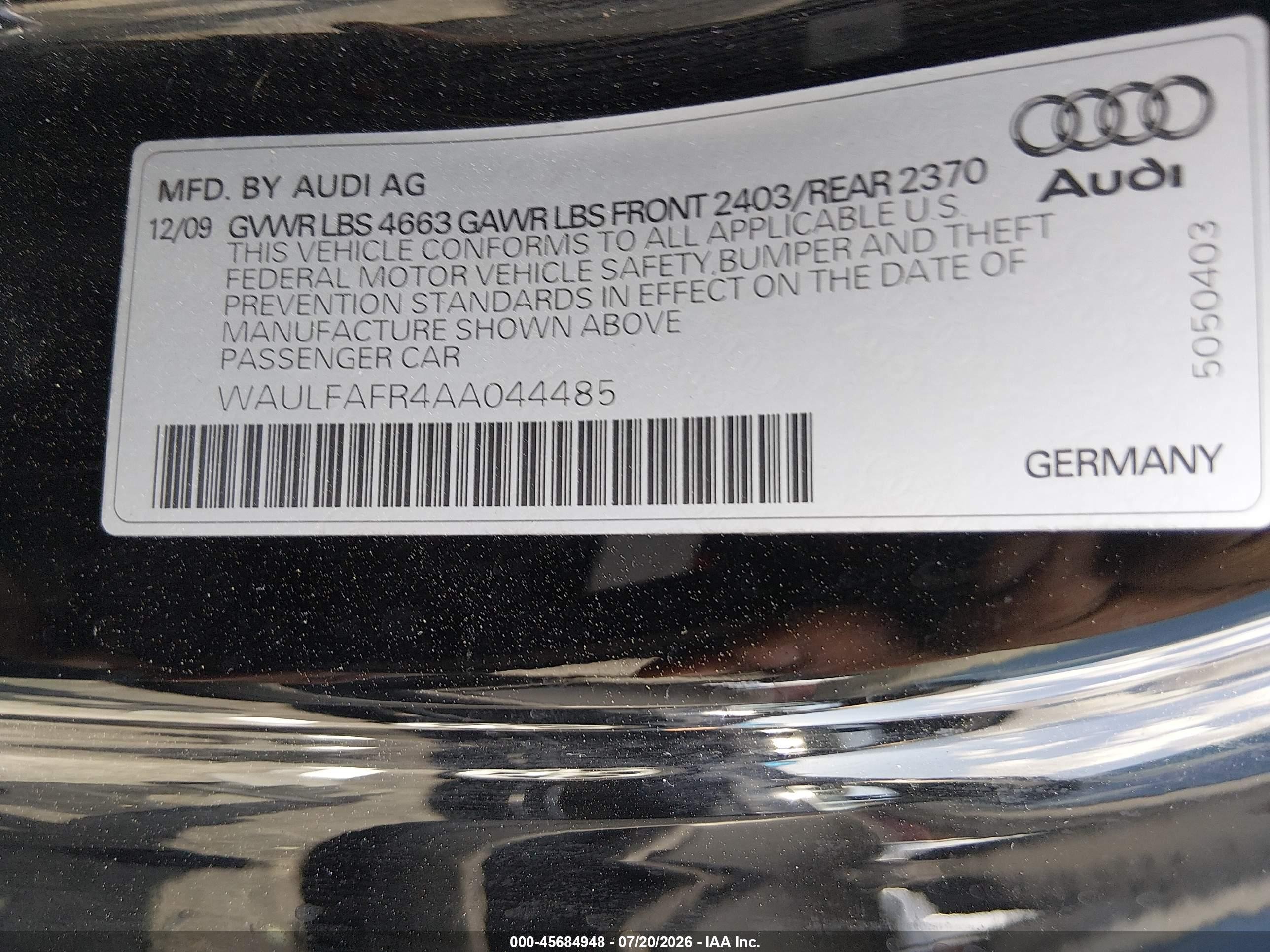 2010 Audi A5 2.0t Premium Черный vin: WAULFAFR4AA044485