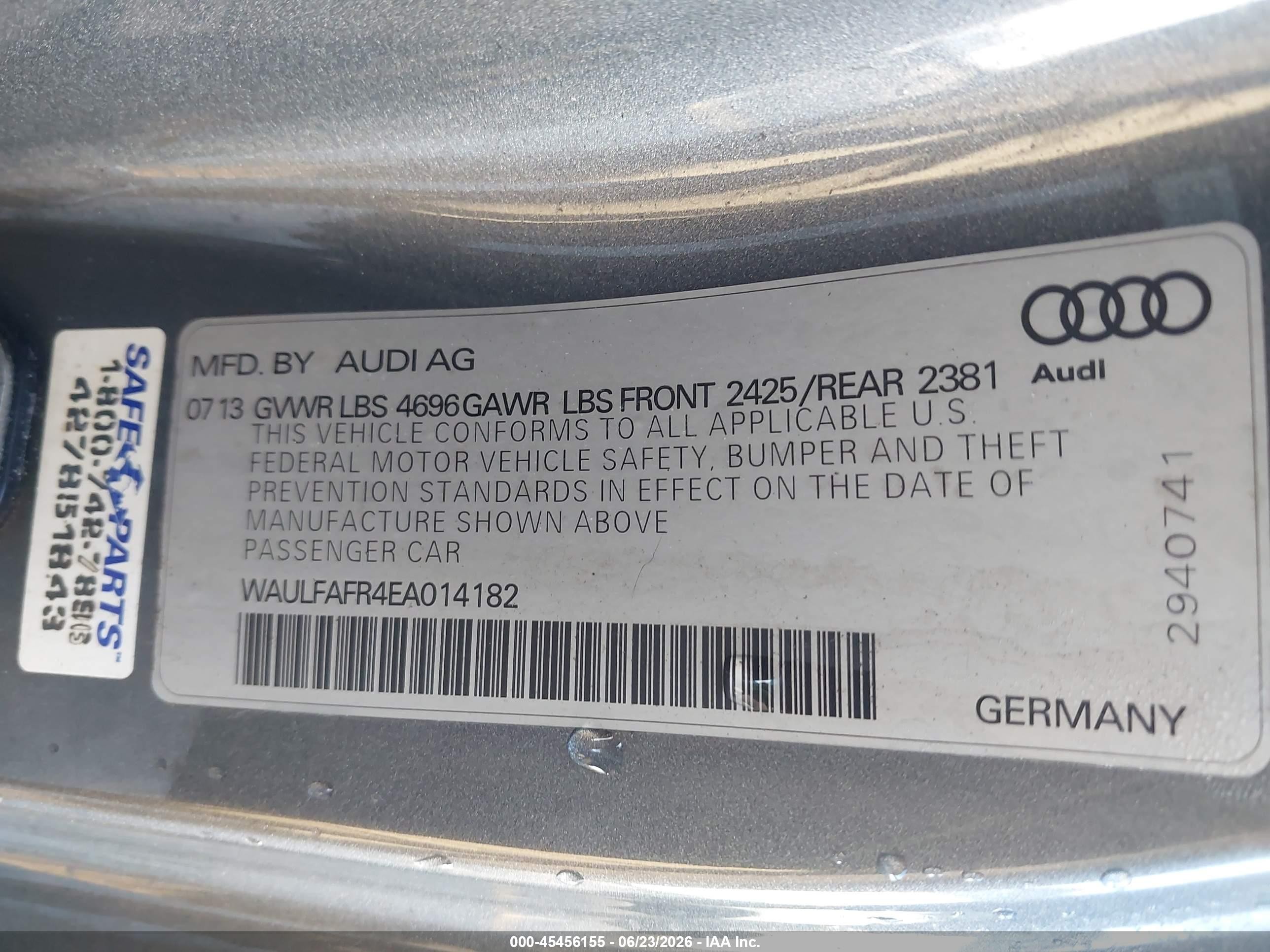 2014 Audi A5 2.0t Premium Gray vin: WAULFAFR4EA014182