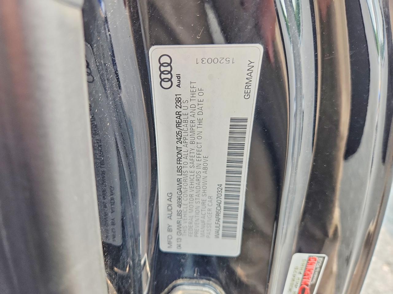 2013 Audi A5 Premium Plus Black vin: WAULFAFR5DA070324