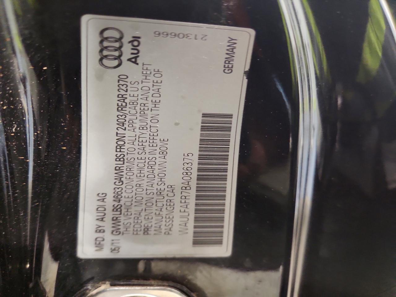 2011 Audi A5 Premium Plus Black vin: WAULFAFR7BA086375