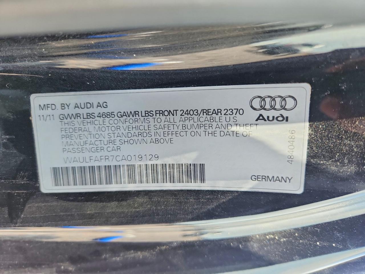 2012 Audi A5 Premium Plus Black vin: WAULFAFR7CA019129