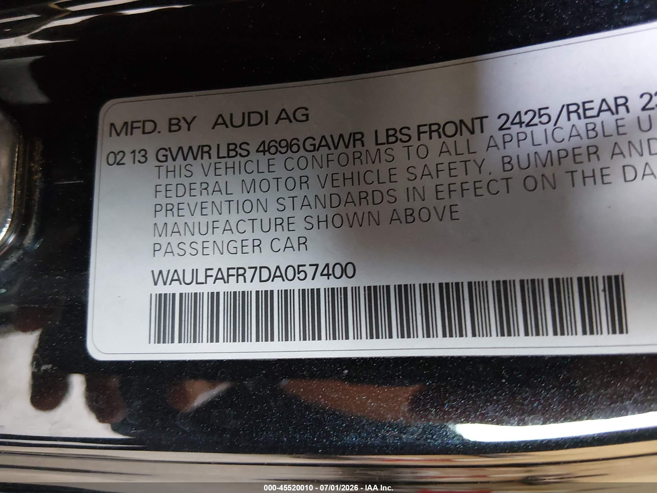 2013 Audi A5 2.0t Premium Black vin: WAULFAFR7DA057400