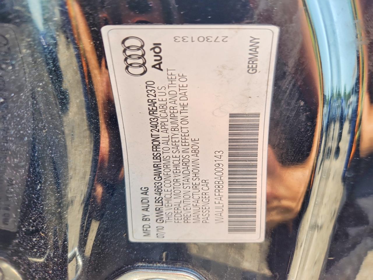 2011 Audi A5 Premium Plus Black vin: WAULFAFR8BA009143