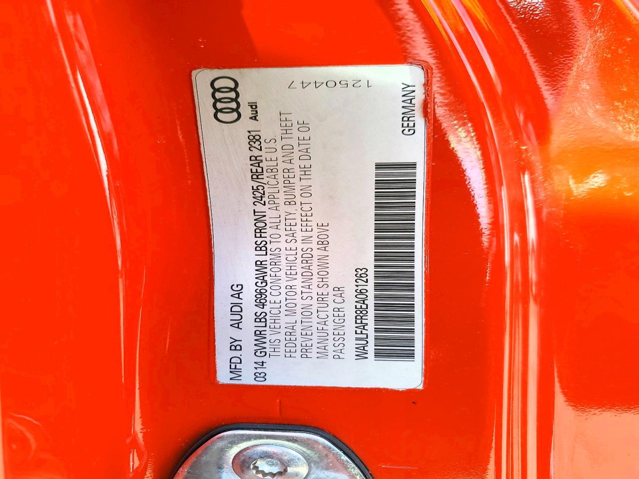 2014 Audi A5 Premium Plus Orange vin: WAULFAFR8EA061263