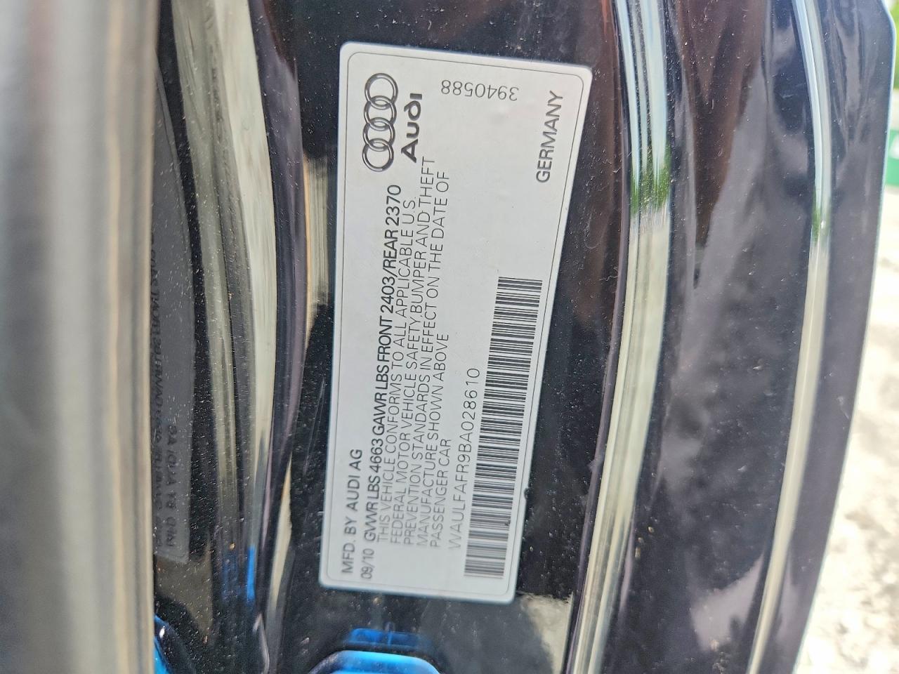2011 Audi A5 Premium Plus Black vin: WAULFAFR9BA028610