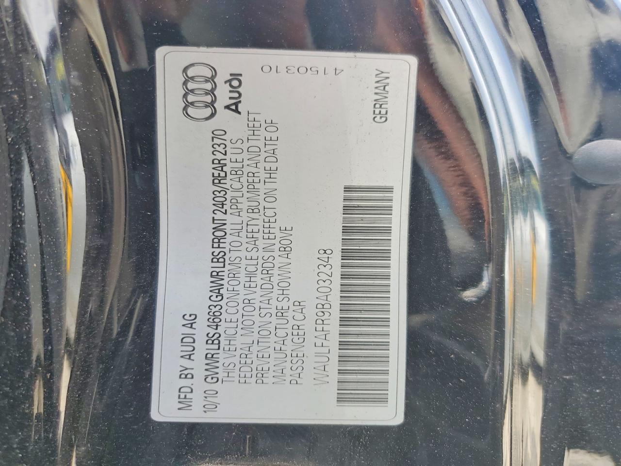2011 Audi A5 Premium Plus Black vin: WAULFAFR9BA032348