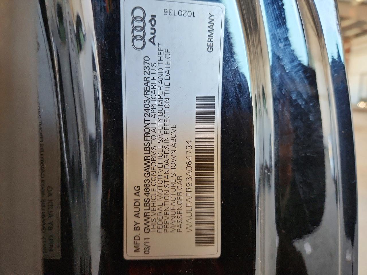 2011 Audi A5 Premium Plus Black vin: WAULFAFR9BA064734