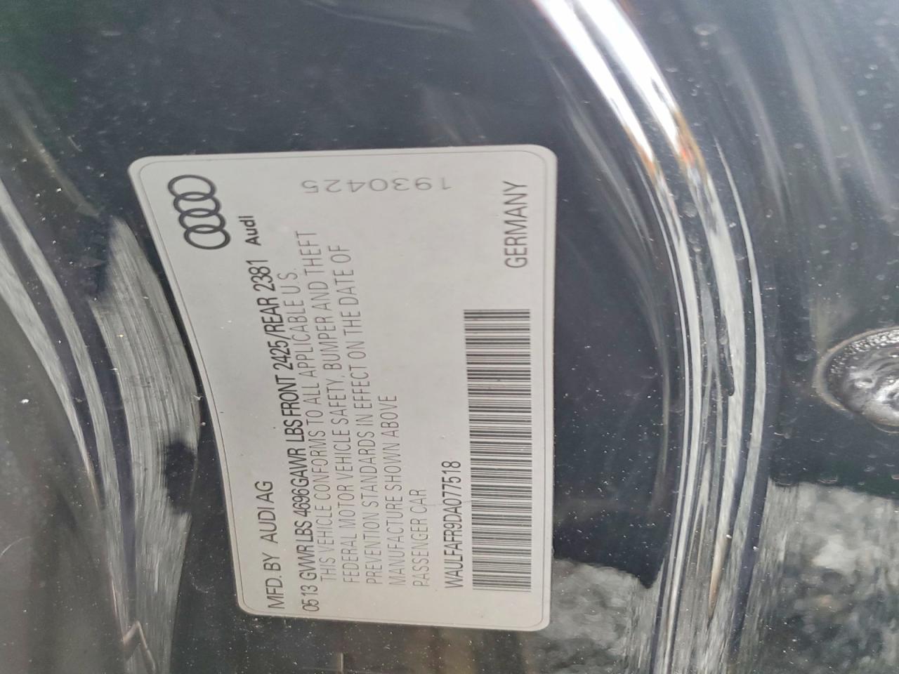 2013 Audi A5 Premium Plus Угольный vin: WAULFAFR9DA077518