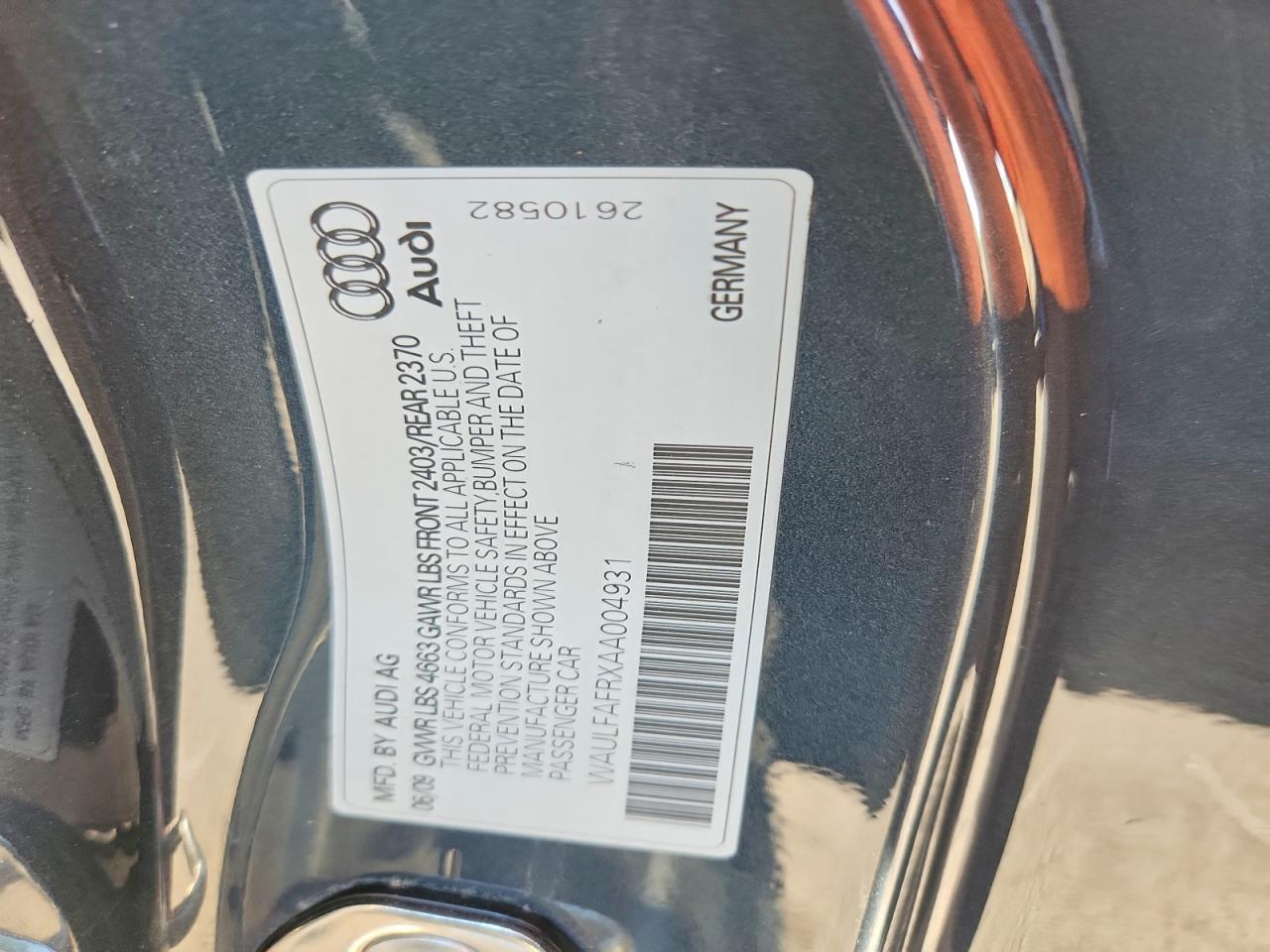 2010 Audi A5 Premium Plus Gray vin: WAULFAFRXAA004931