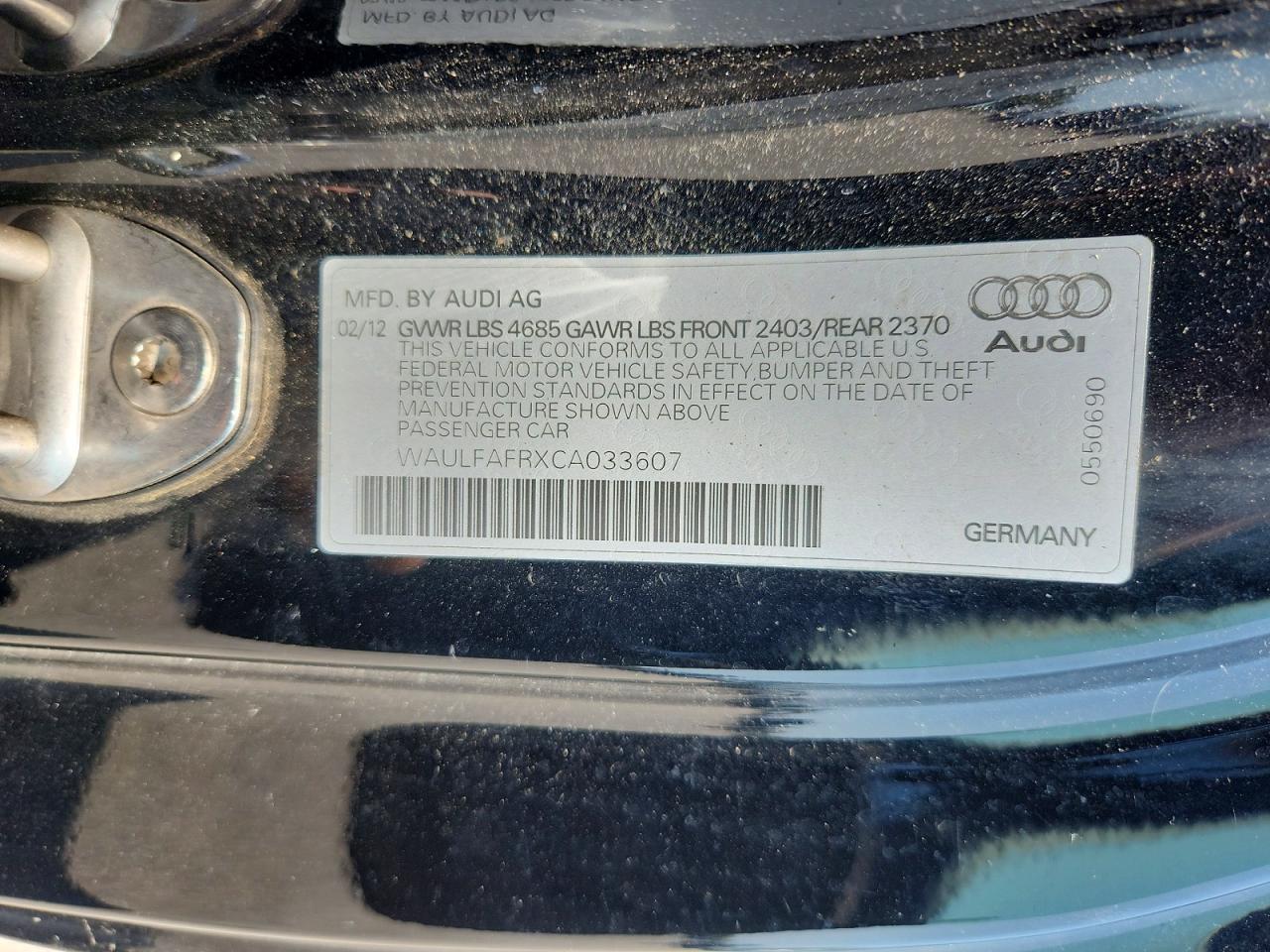 2012 Audi A5 Premium Plus Black vin: WAULFAFRXCA033607