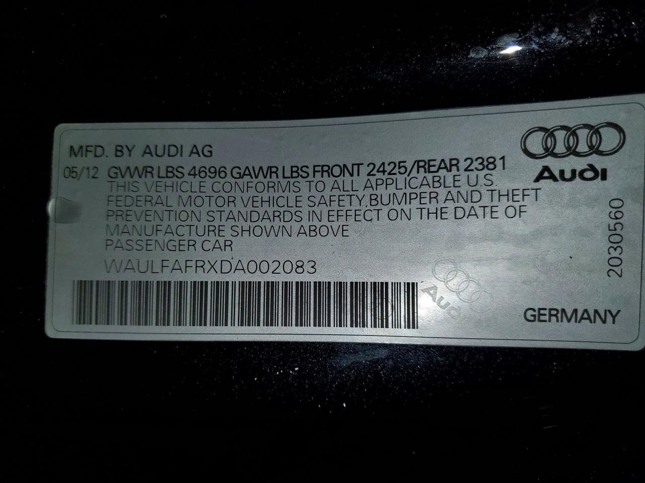 2013 Audi A5 Premium Plus Black vin: WAULFAFRXDA002083