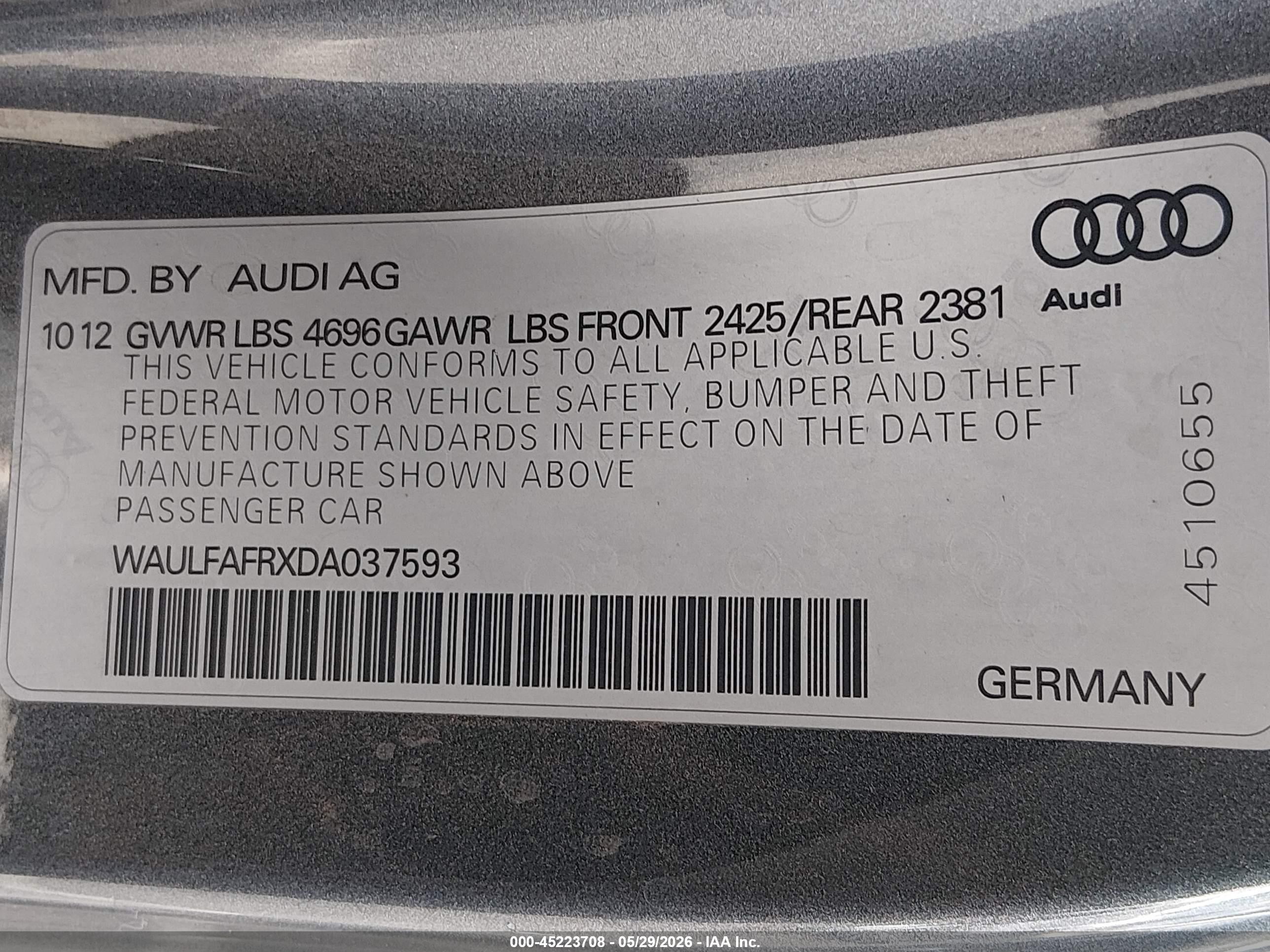 2013 Audi A5 2.0t Premium Purple vin: WAULFAFRXDA037593
