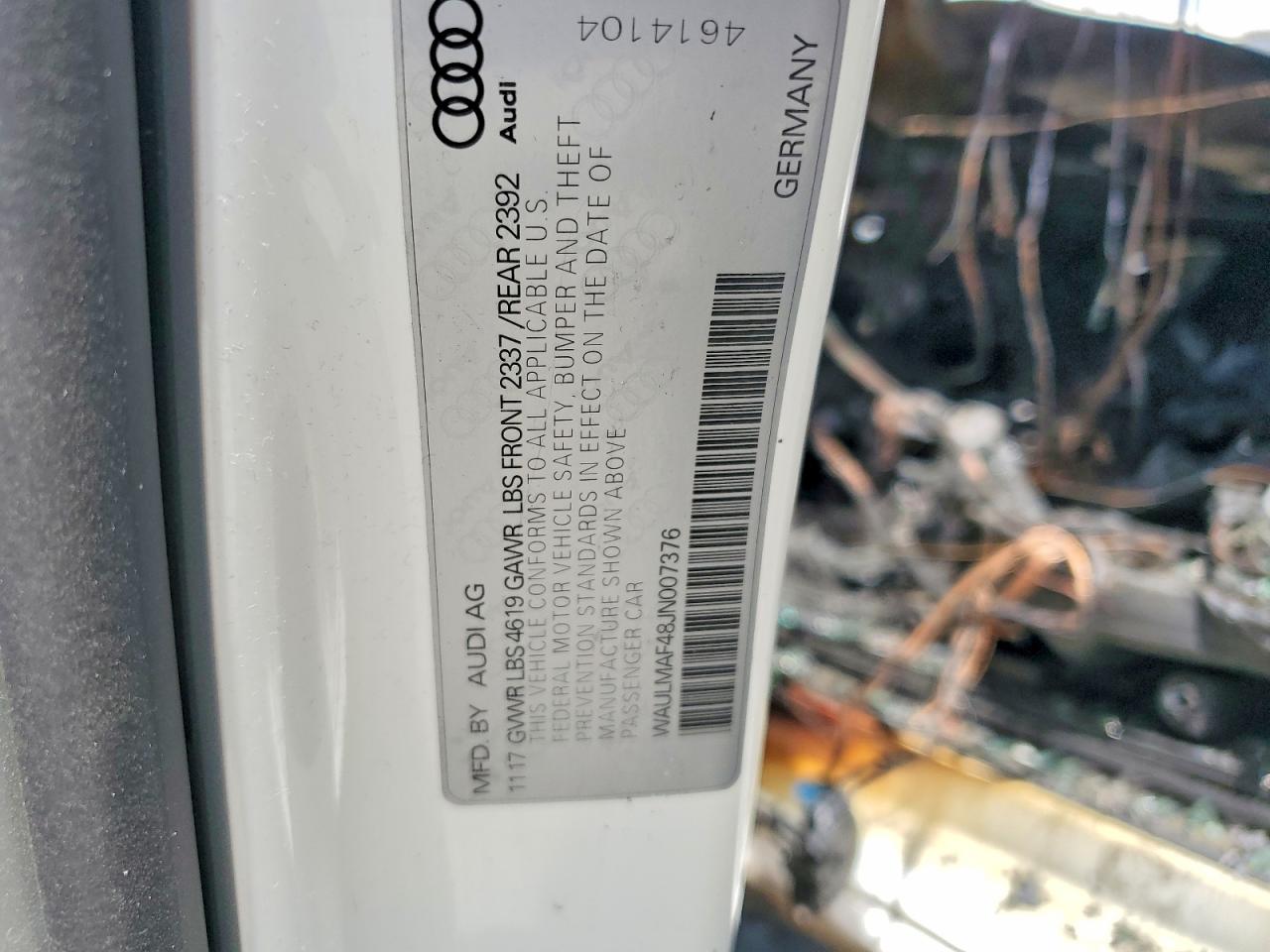 2018 Audi A4 Premium Plus White vin: WAULMAF48JN007376