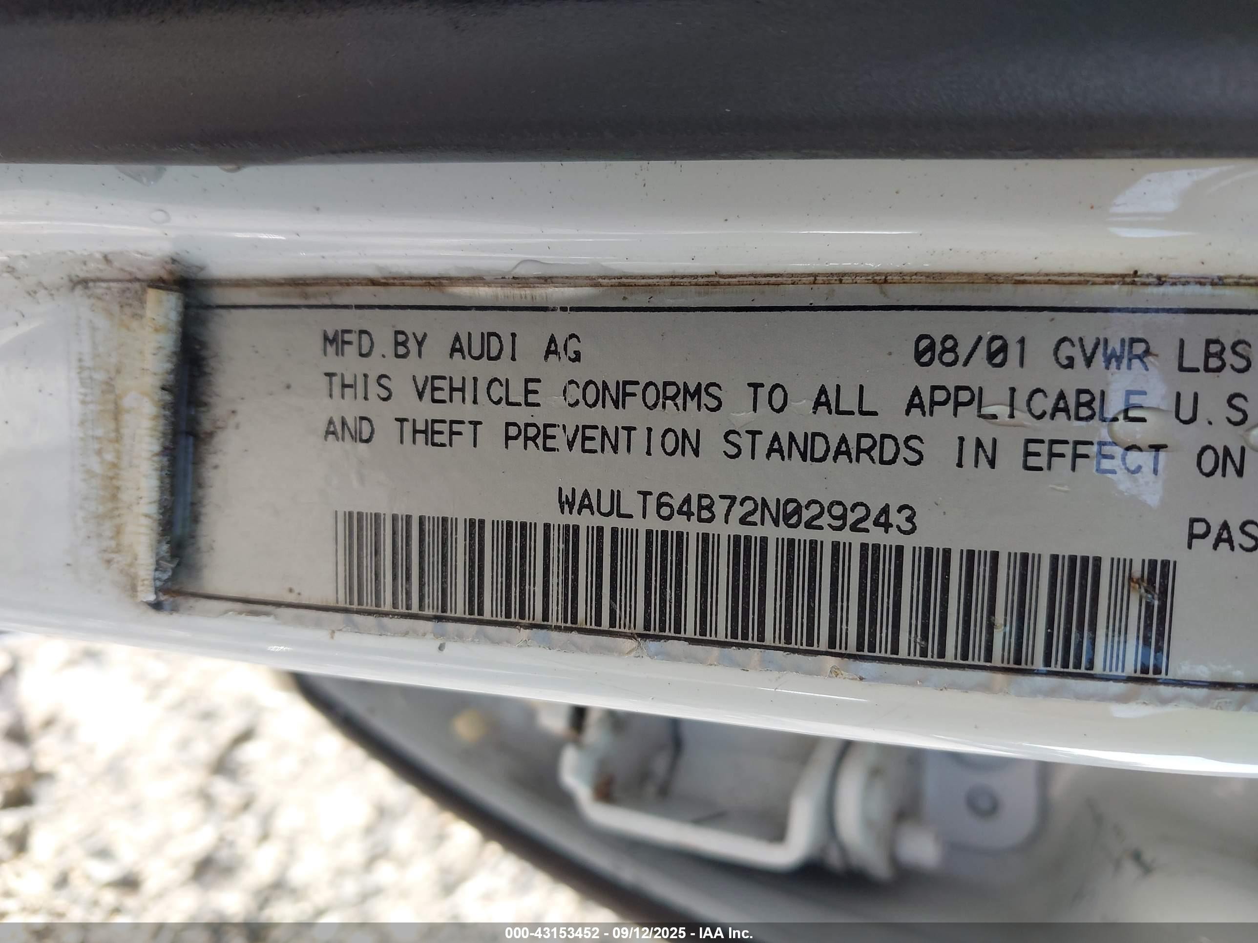 2002 Audi A6 3.0l Белый vin: WAULT64B72N029243