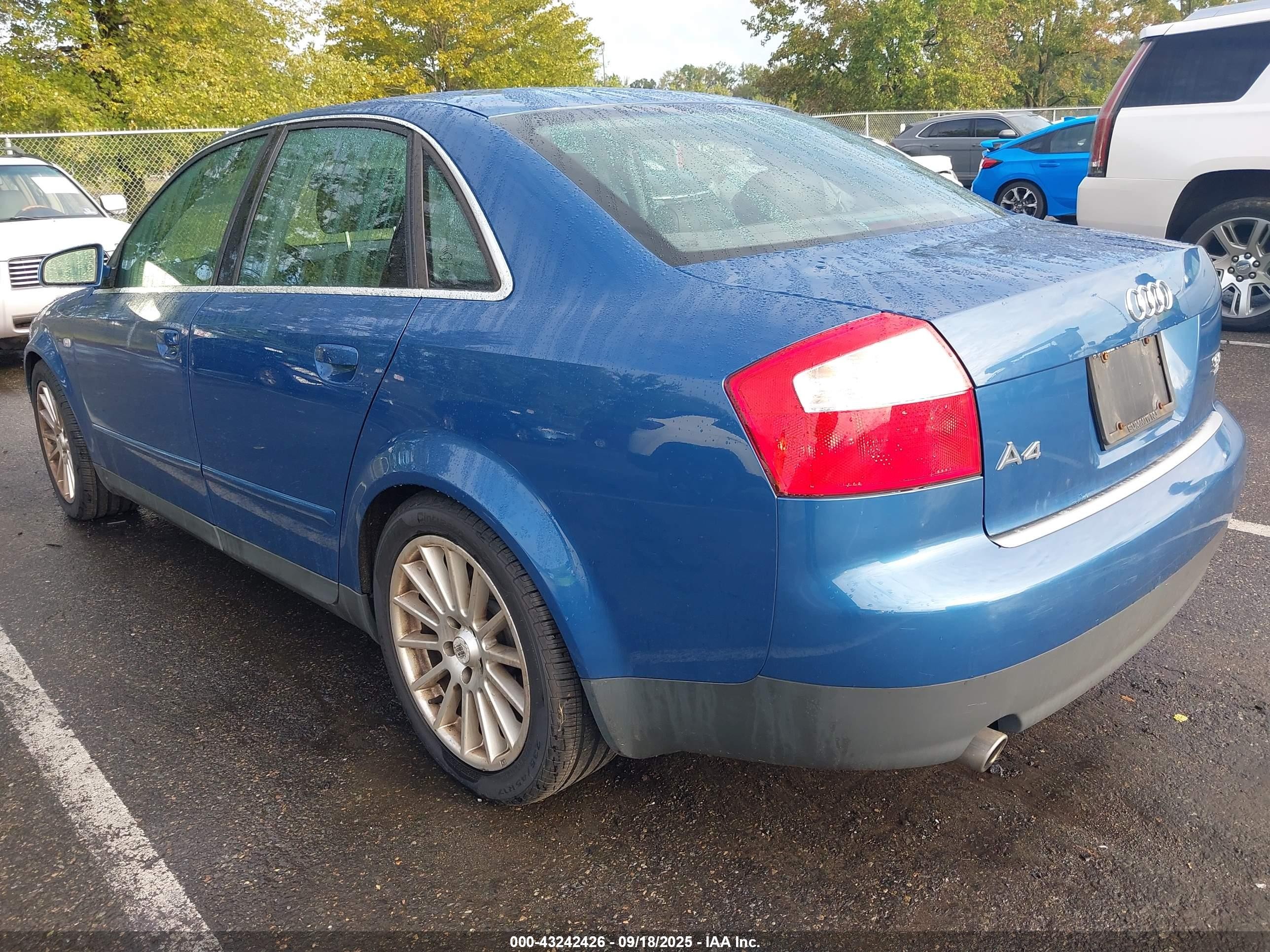2002 Audi A4 3.0 Blue vin: WAULT68E02A240733