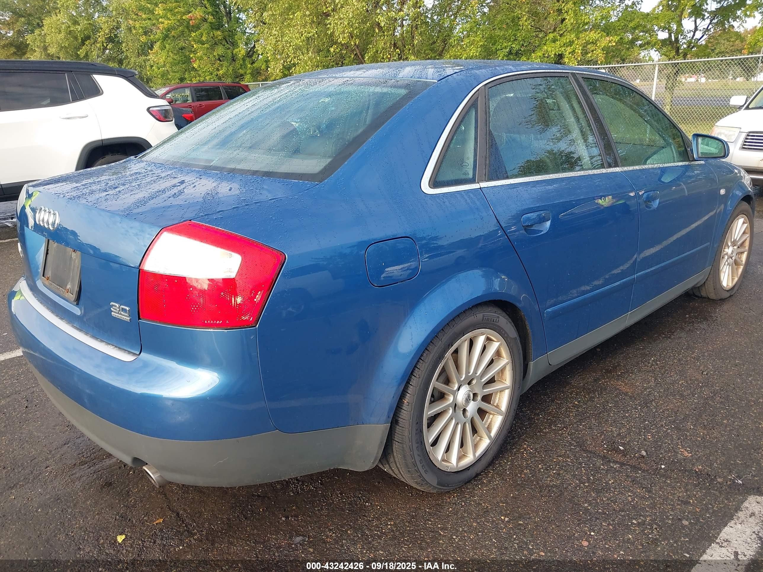 2002 Audi A4 3.0 Blue vin: WAULT68E02A240733