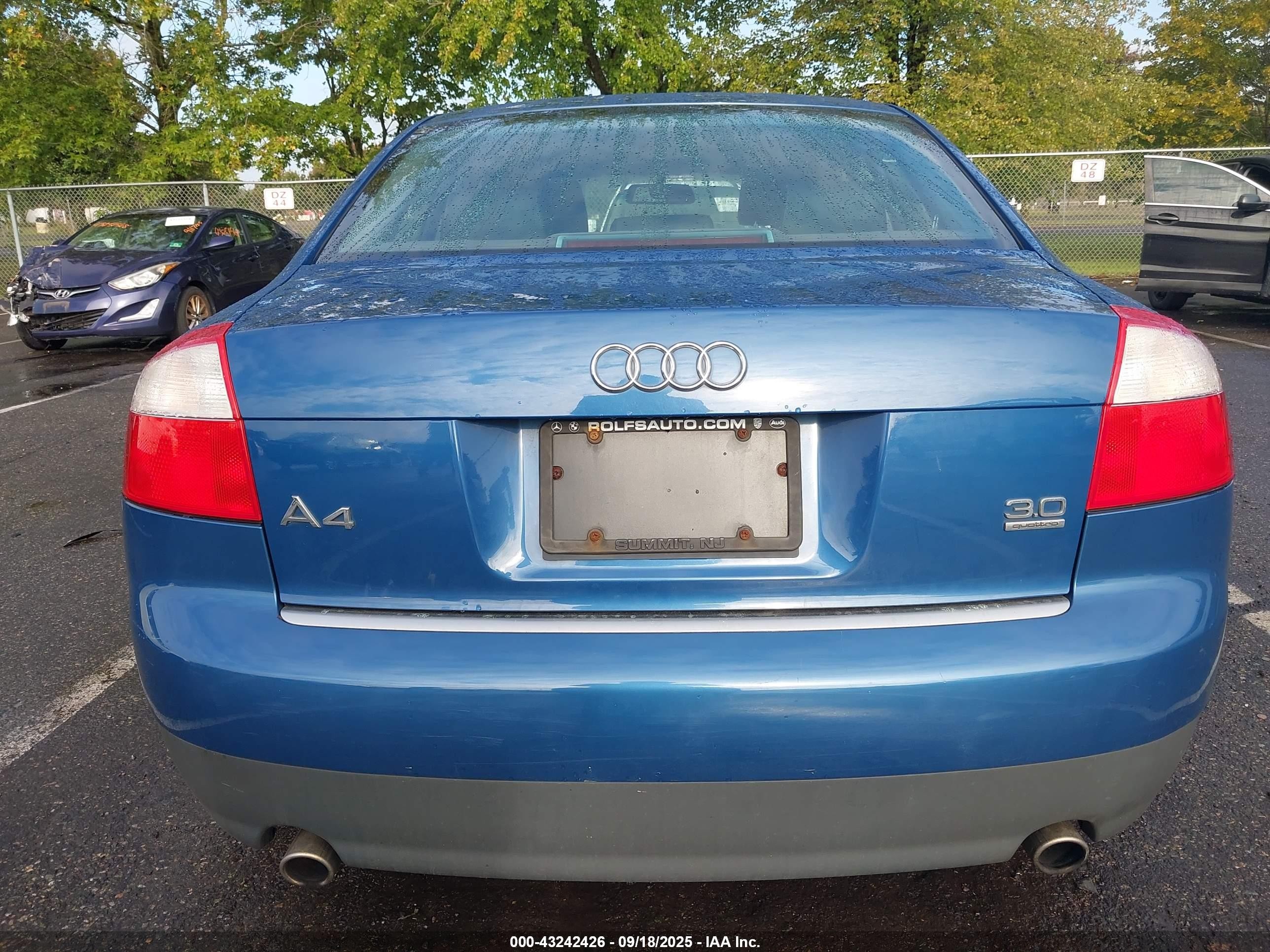 2002 Audi A4 3.0 Blue vin: WAULT68E02A240733