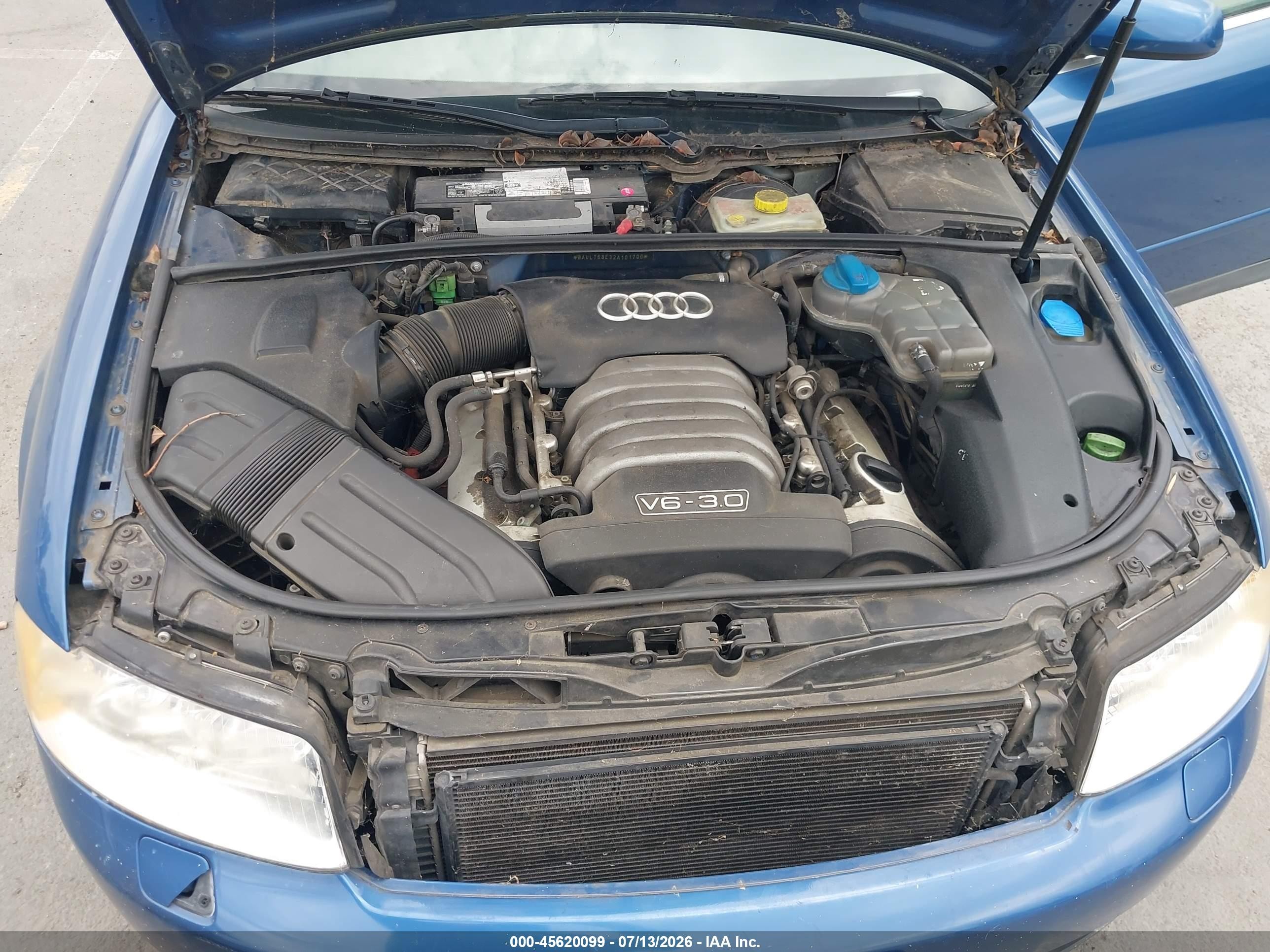 2002 Audi A4 3.0 Blue vin: WAULT68E32A101700