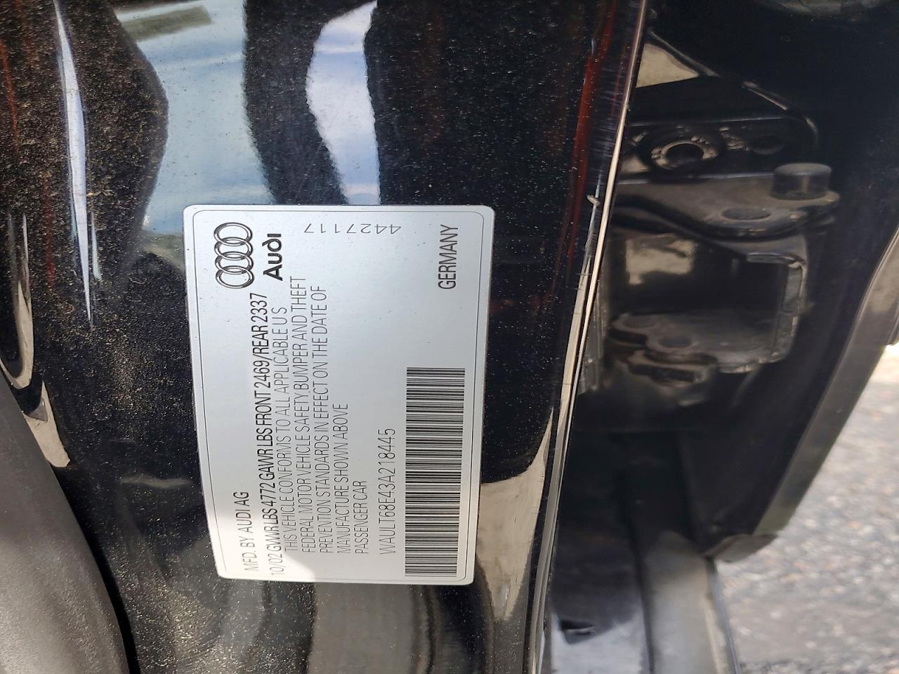 2003 Audi A4 3.0 Quattro Black vin: WAULT68E43A218445