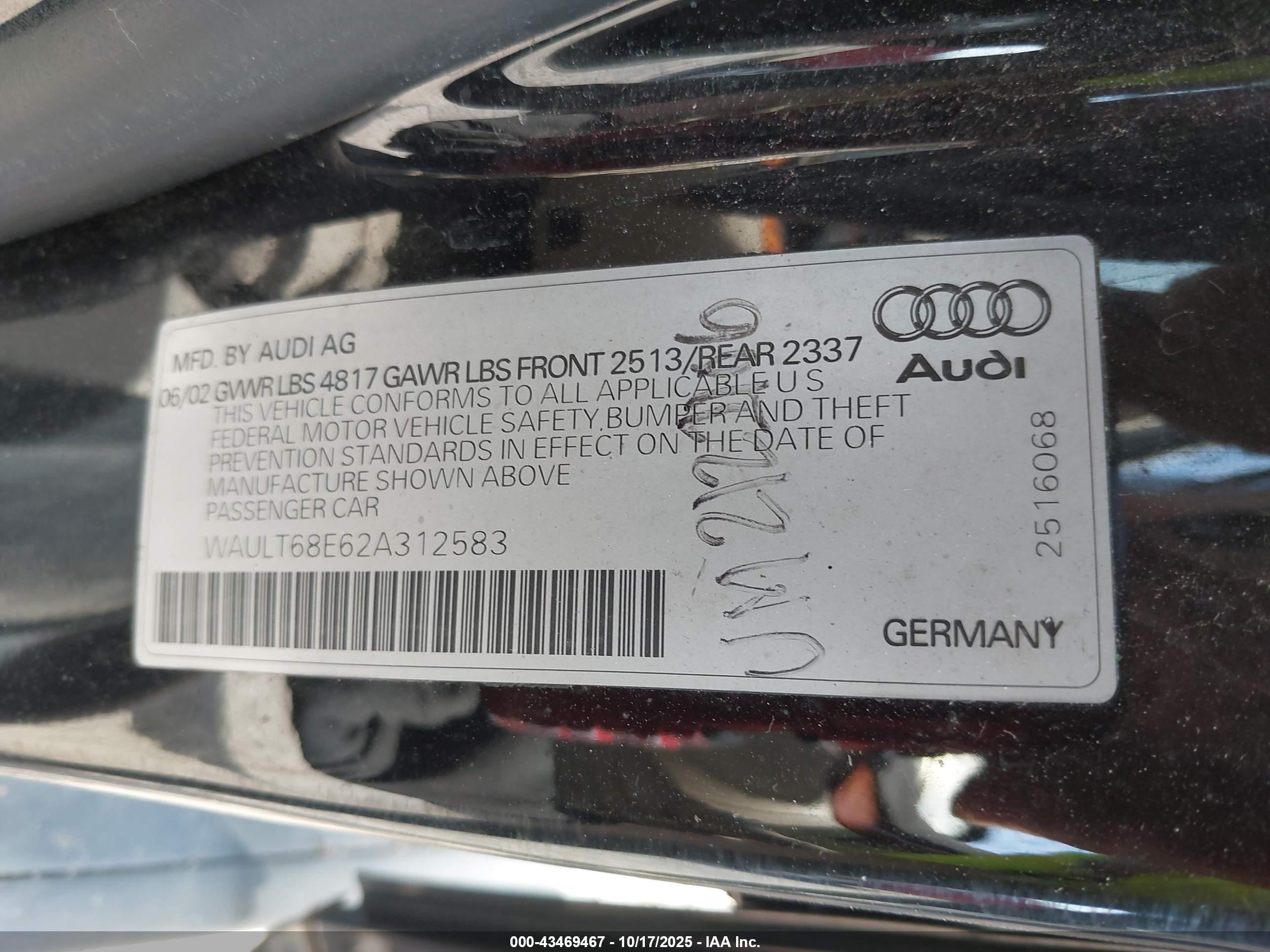 2002 Audi A4 3.0 Black vin: WAULT68E62A312583