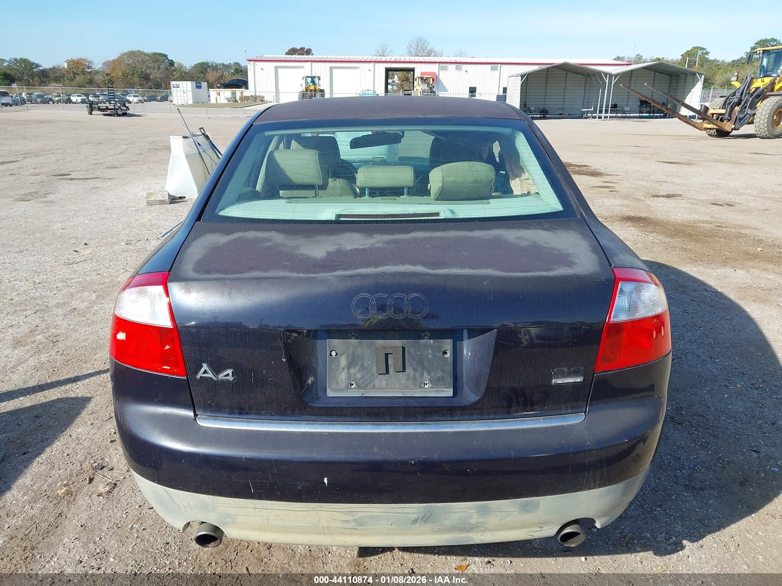2002 Audi A4 3.0 Black vin: WAULT68E82A186470