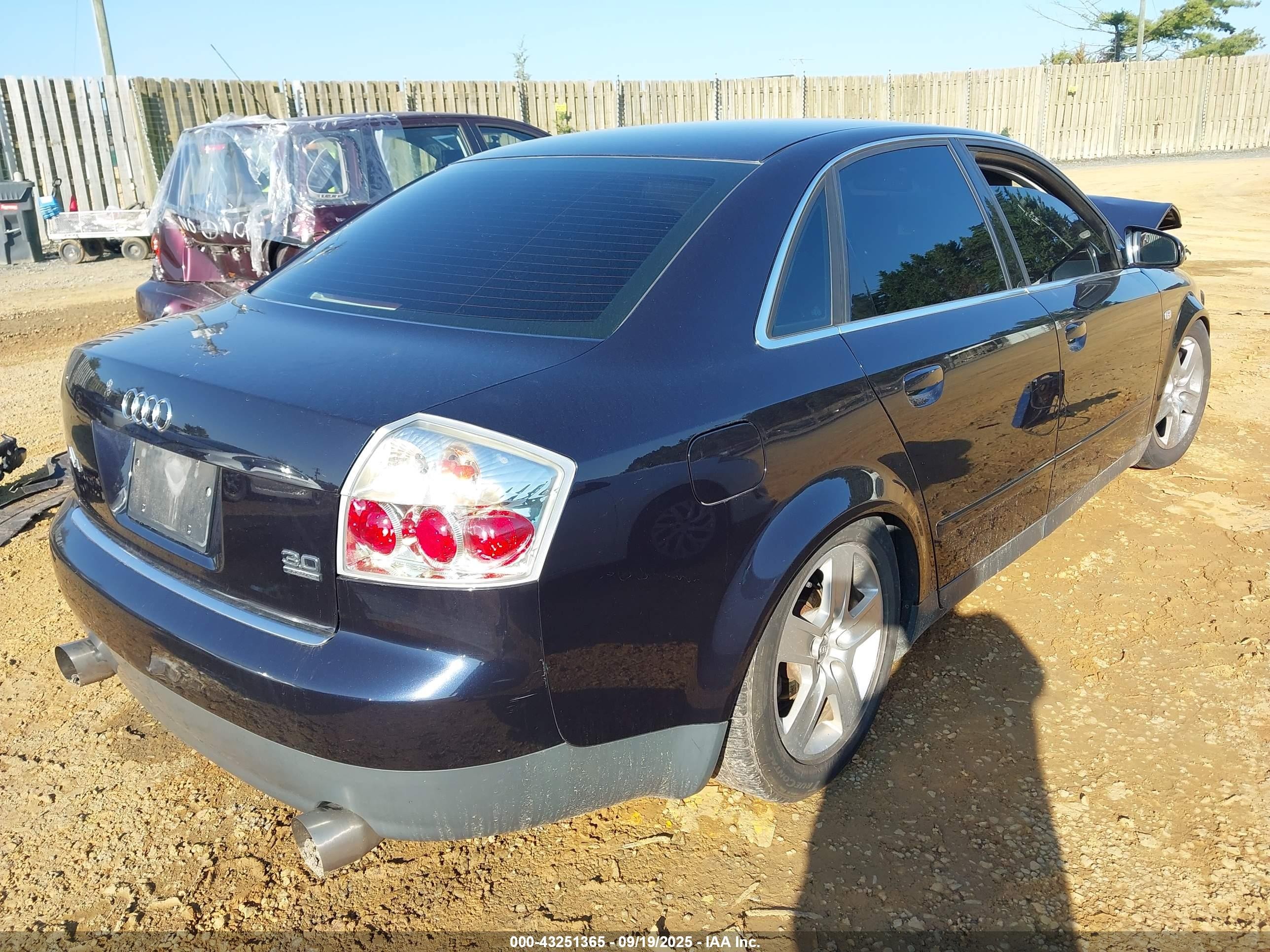 2002 Audi A4 3.0 Dark Blue vin: WAULT68E82A310740