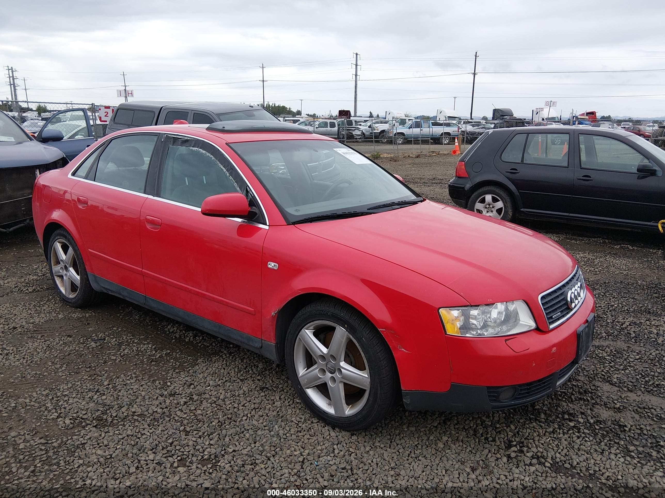 2004 Audi A4 3.0 Красный vin: WAULT68EX4A038033