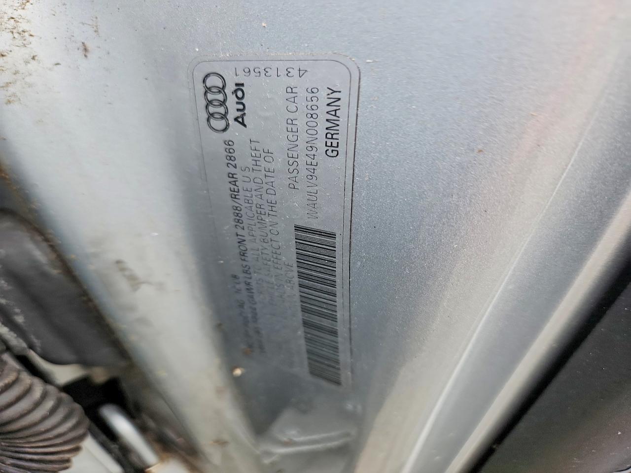 2009 Audi A8 4.2 Quattro Silver vin: WAULV94E49N008656