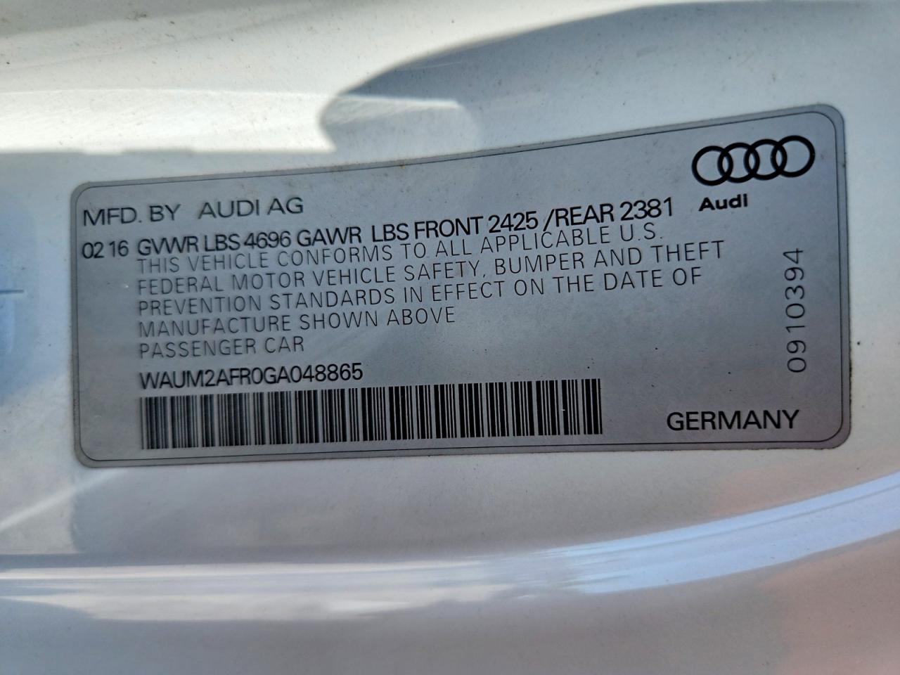 2016 Audi A5 Premium Plus S-line White vin: WAUM2AFR0GA048865