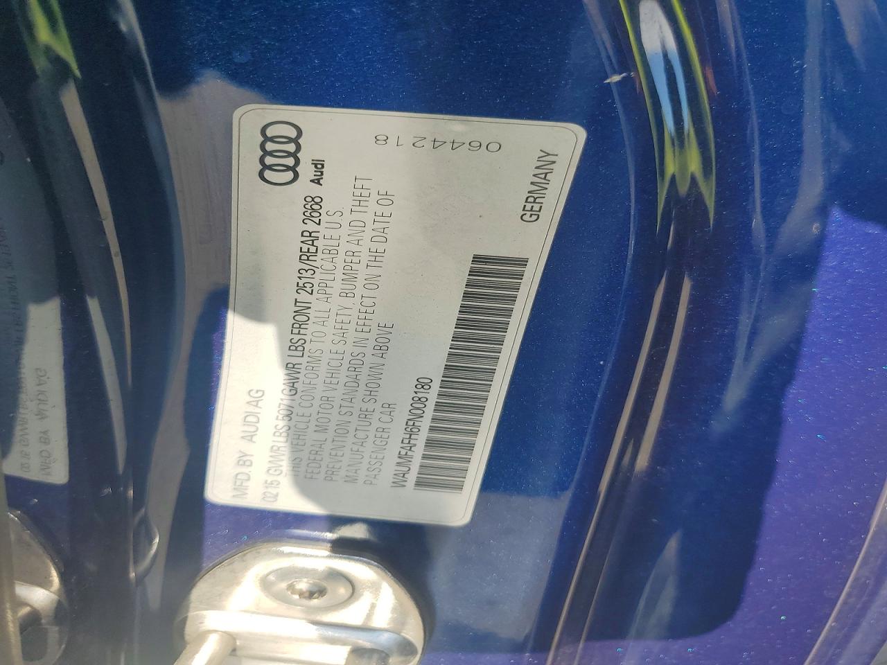 2015 Audi A5 Premium Plus Blue vin: WAUMFAFH6FN008180